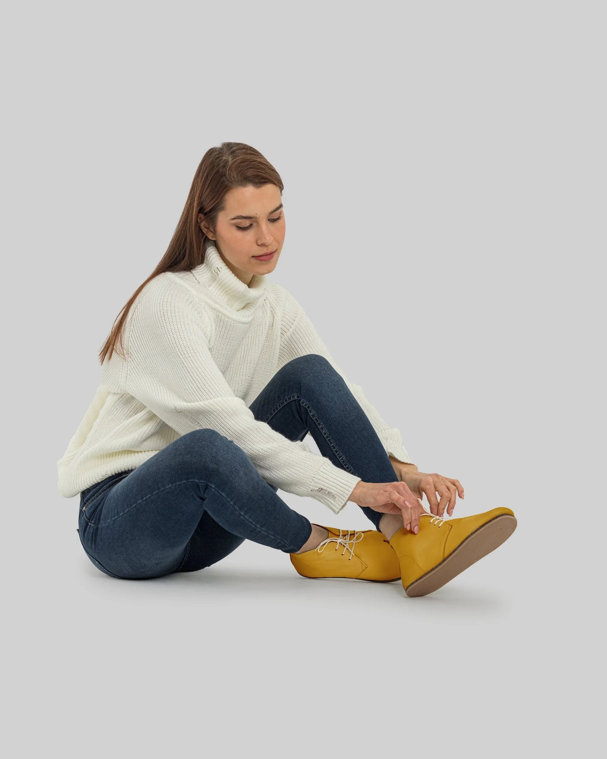 Sole detail Mustard Ankle Boots - Zero Drop Calf Leather | Bespoky