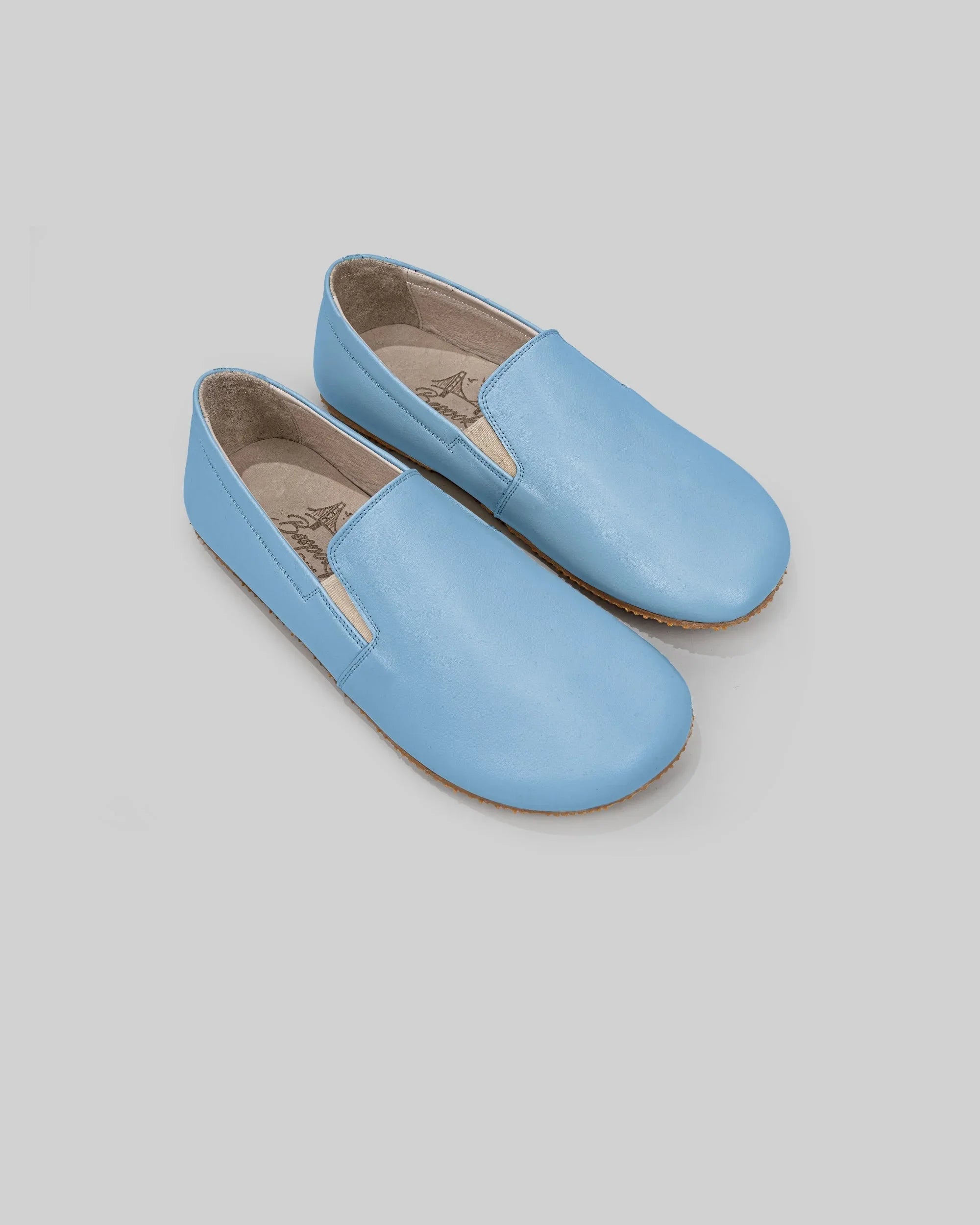 Women's Baby Blue Barefoot Shoes - Handcrafted Calf Leather Wide Toe Box | Bespoky