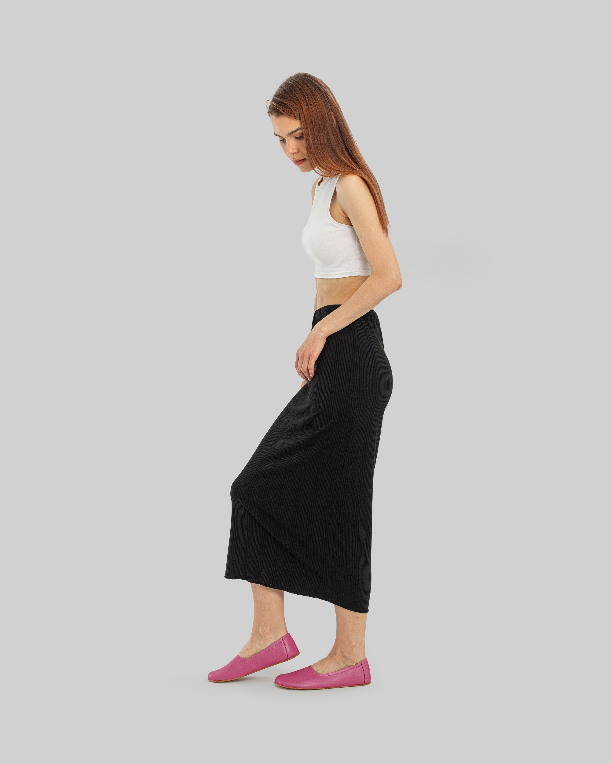 Pair Fuchsia Ballet Flats - Barefoot Wide Toe Calf Leather | Bespoky