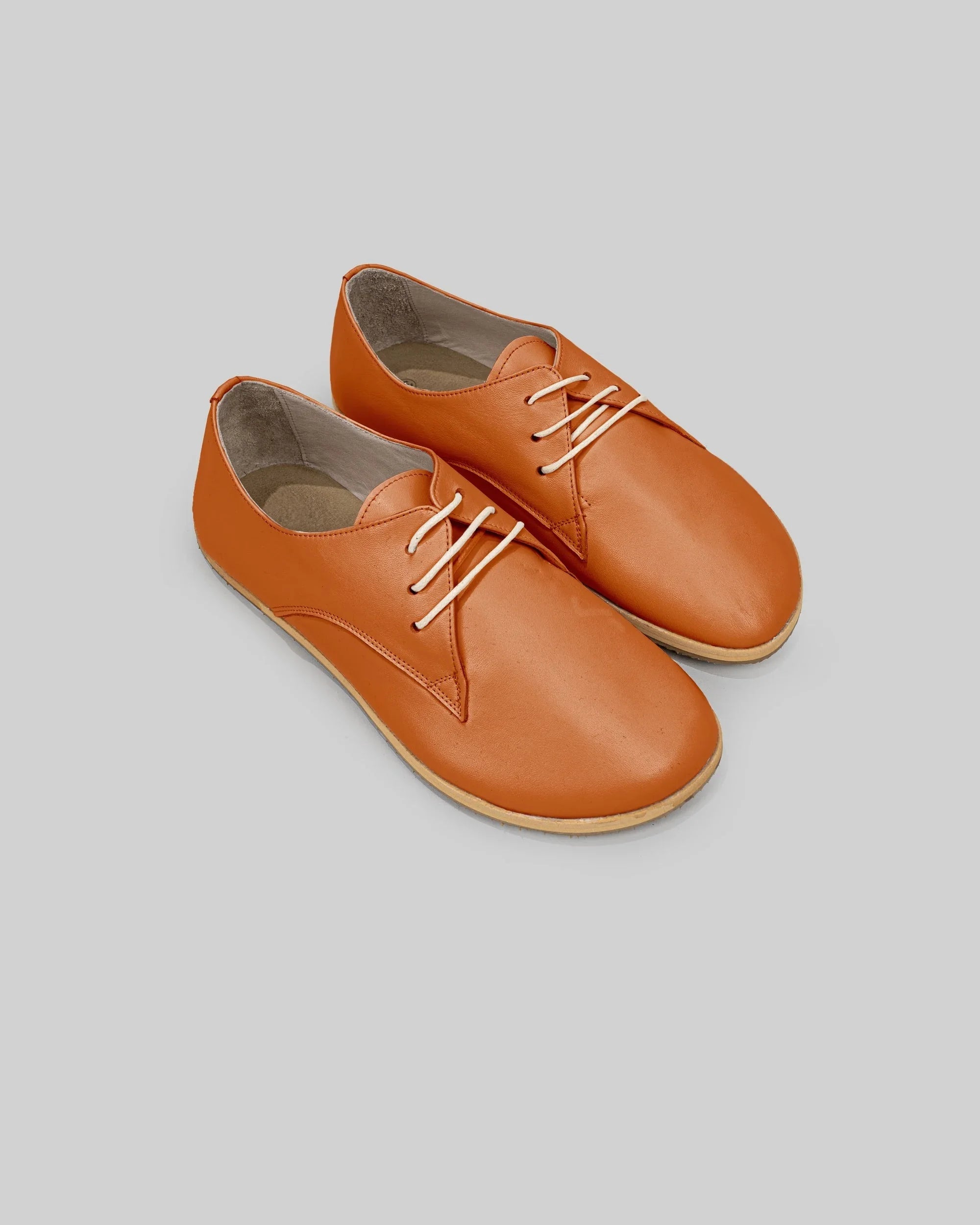 Women's Orange Oxford Shoes - Handcrafted Calf Leather Wide Toe Box | Bespoky