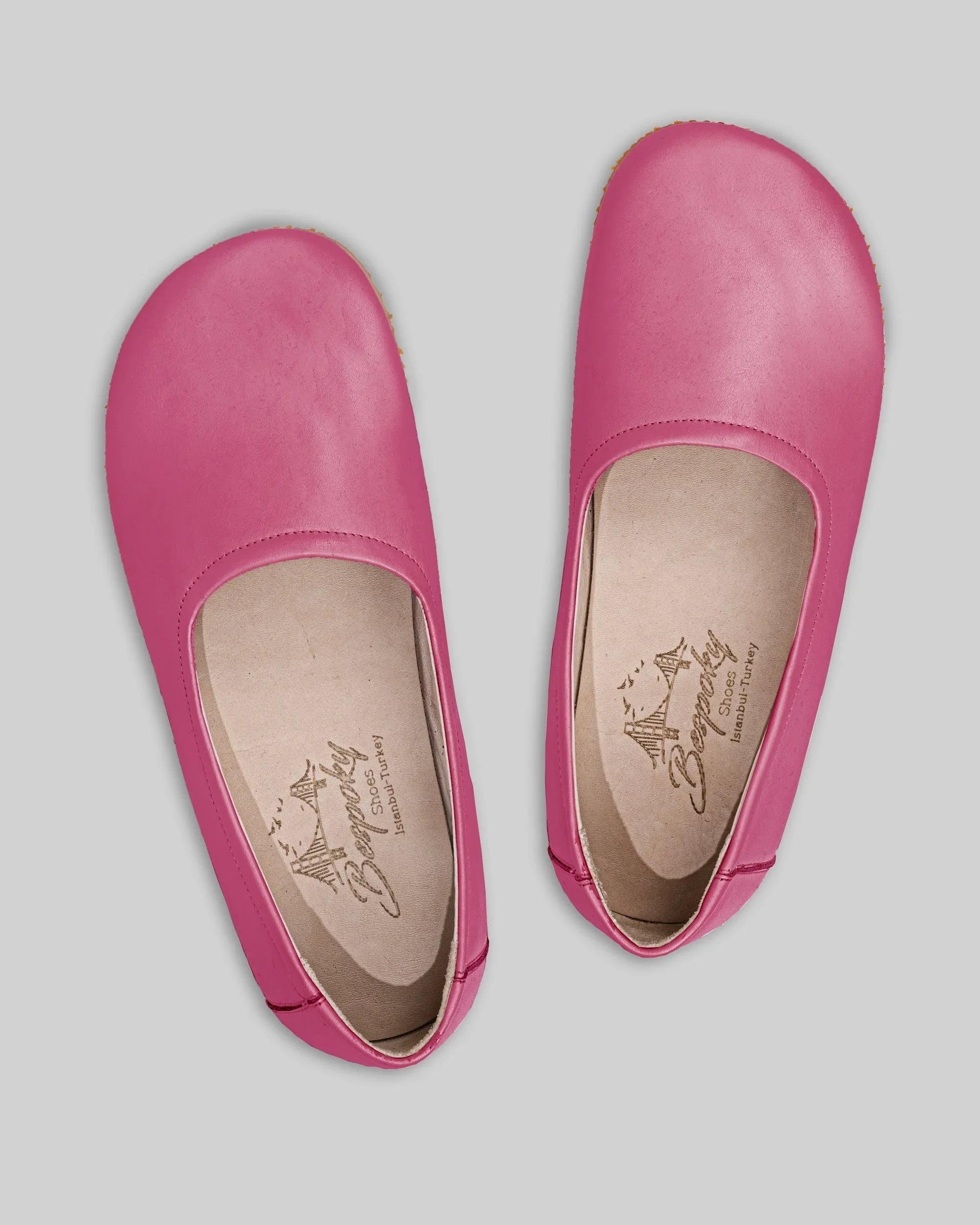 Side view Fuchsia Ballet Flats - Calf Leather Zero Drop | Bespoky