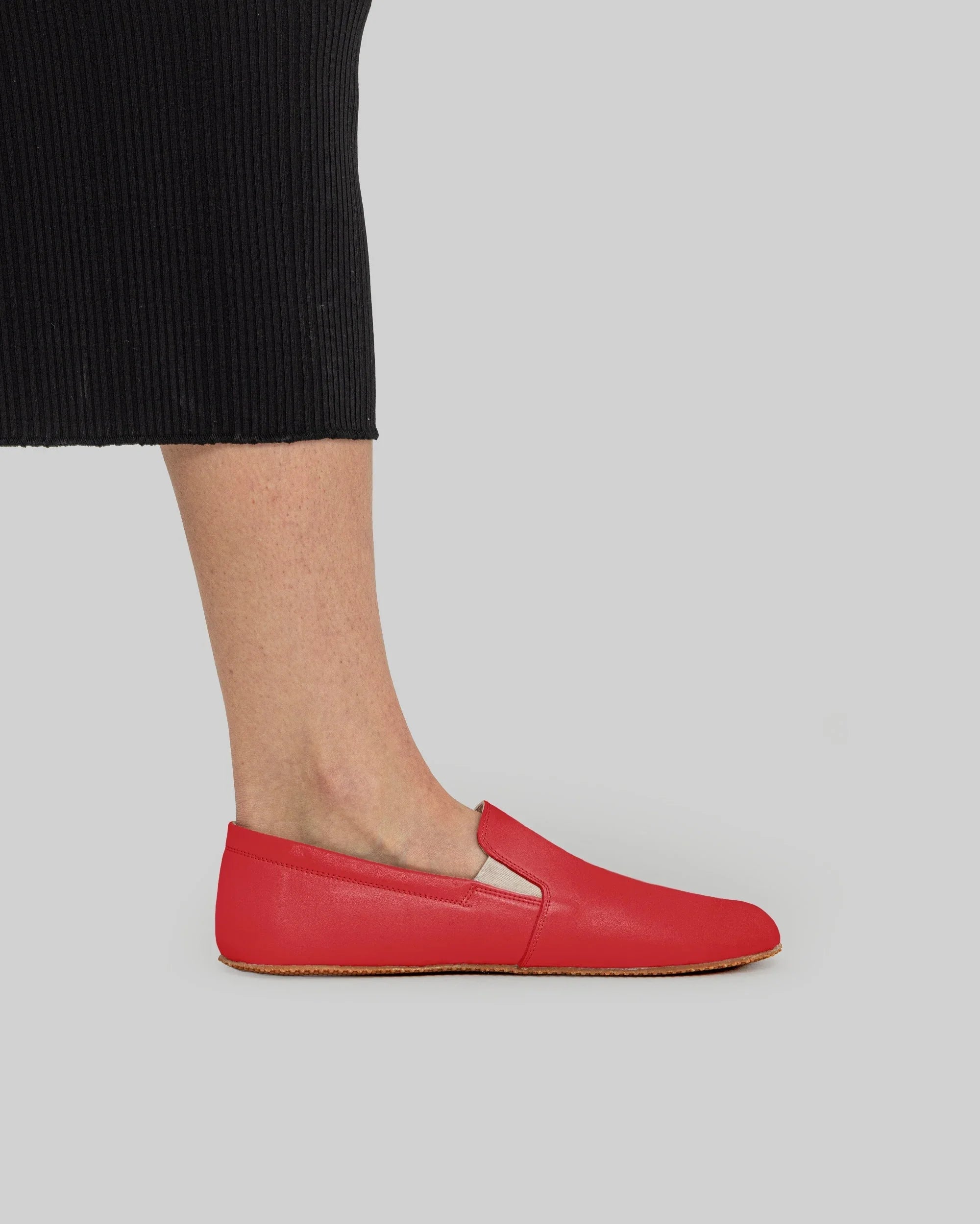 Back view Red Barefoot Shoes - Calf Leather Handcrafted | Bespoky