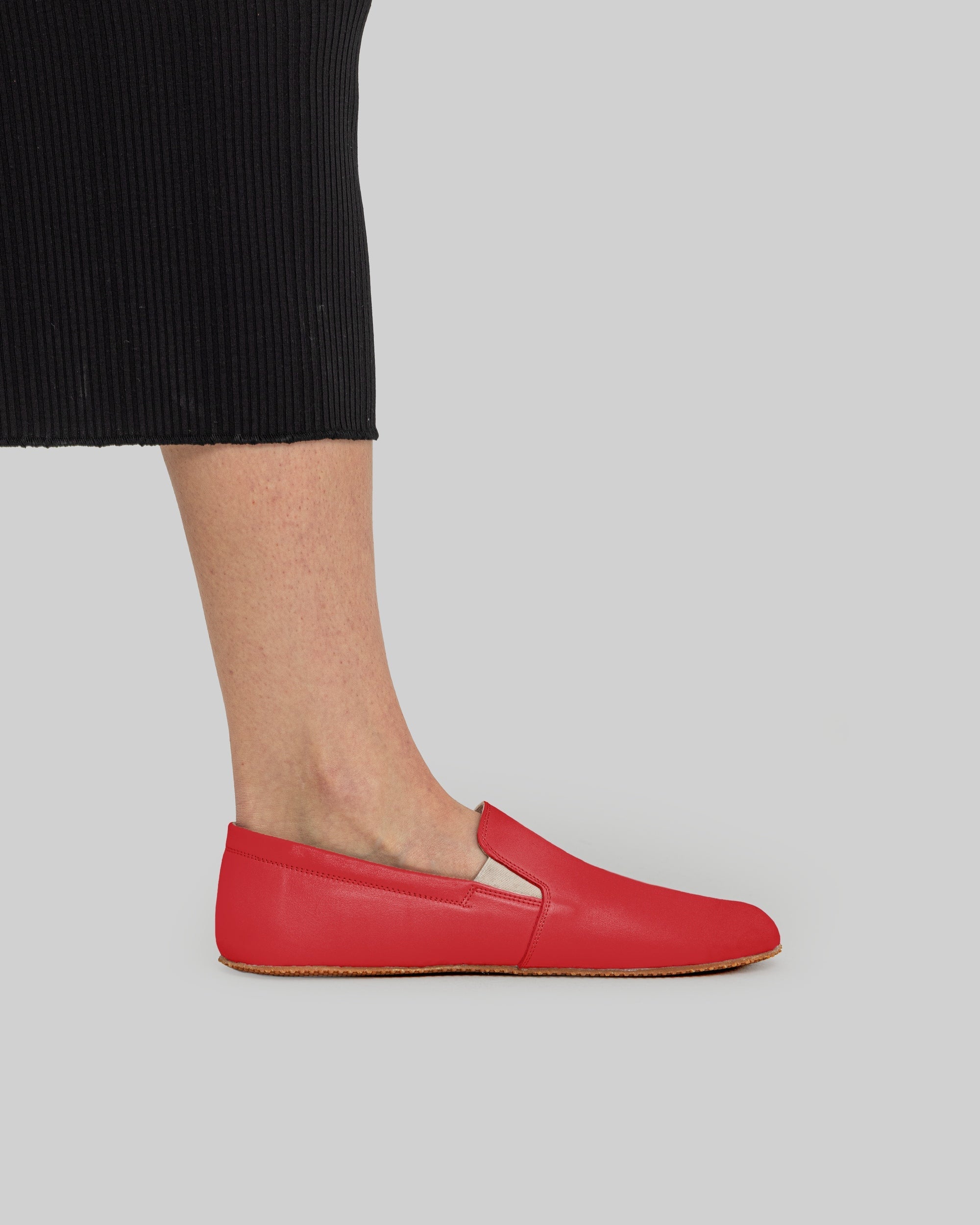 Back view Red Barefoot Shoes - Calf Leather Handcrafted | Bespoky