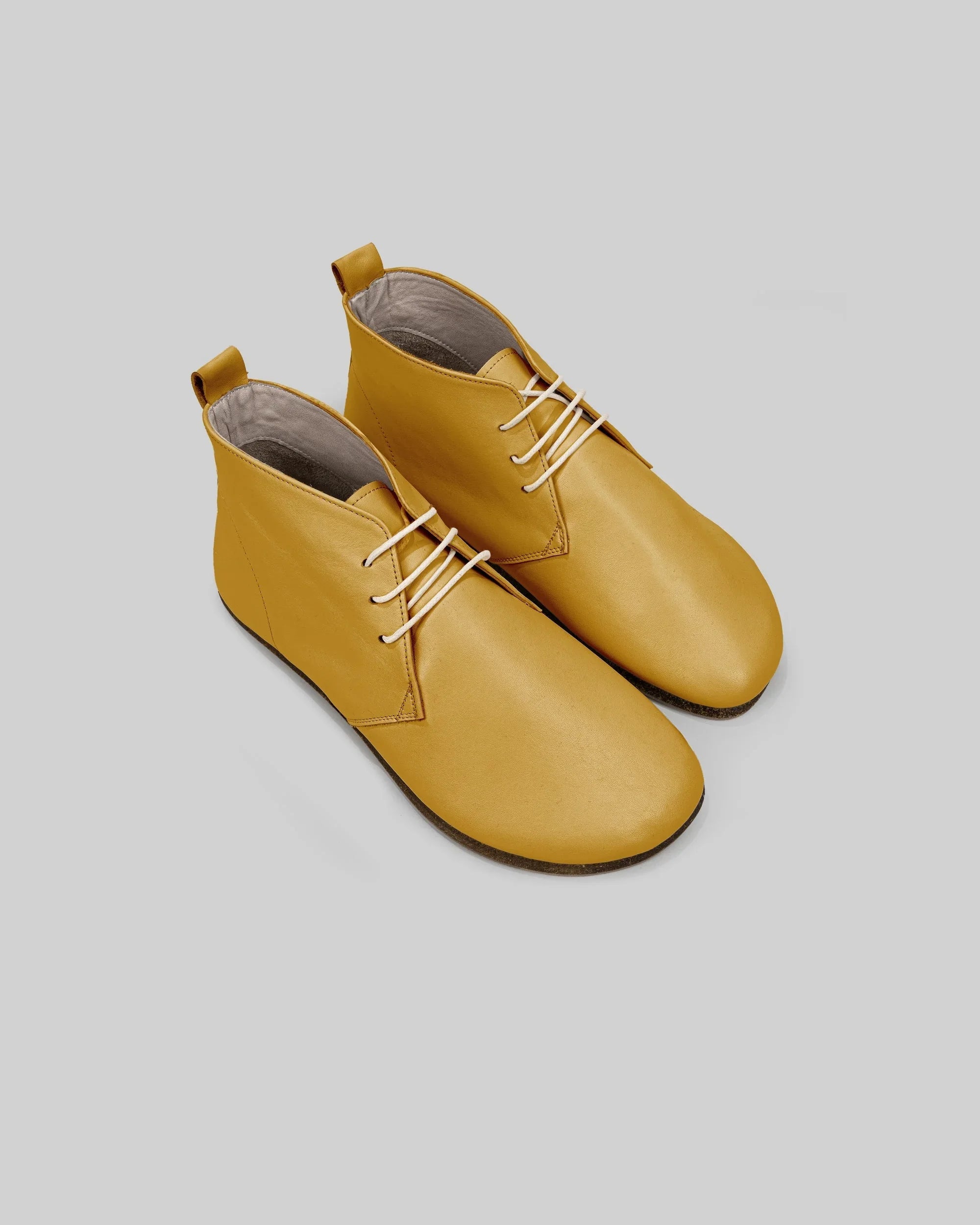 Women's Mustard Ankle Boots - Handcrafted Calf Leather Wide Toe Box | Bespoky