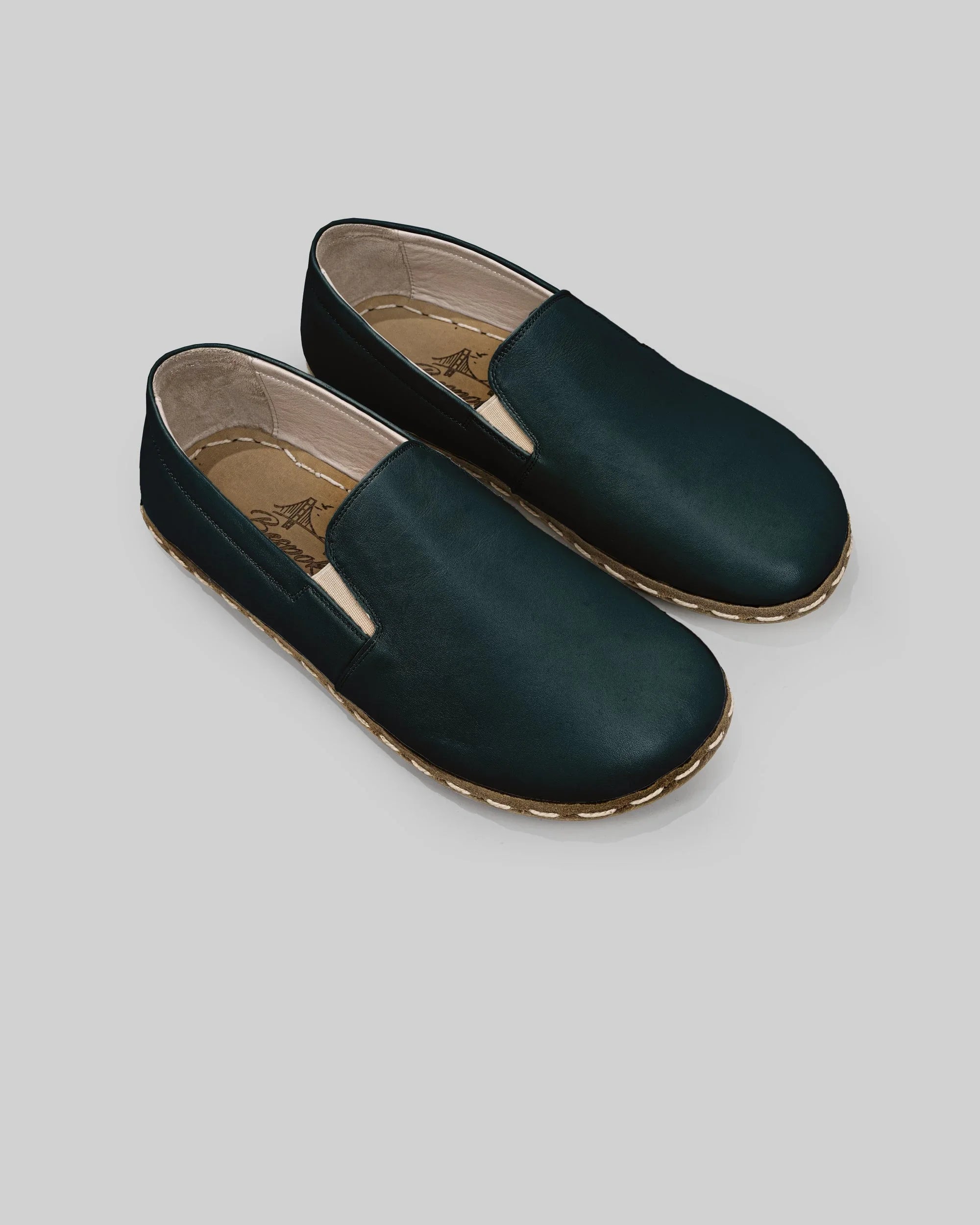 Women's Dark Green Barefoot Shoes - Handcrafted Calf Leather Wide Toe Box | Bespoky