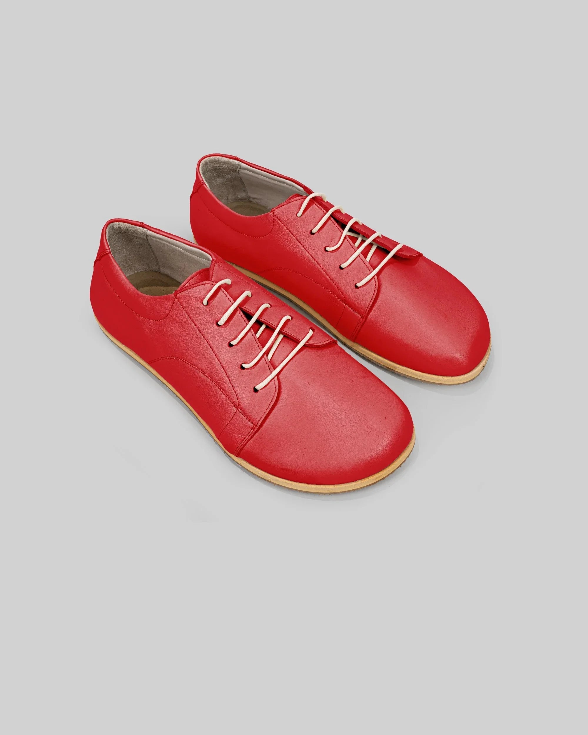 Men's Red Barefoot Sneaker - Handcrafted Calf Leather Wide Toe Box | Bespoky
