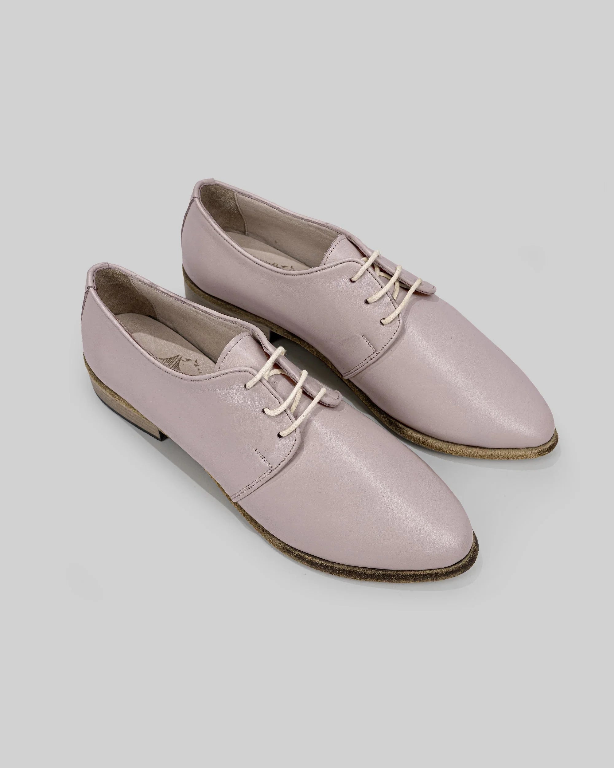Women's Pink Pointed Toe Oxford - Handcrafted Calf Leather Wide Toe Box | Bespoky