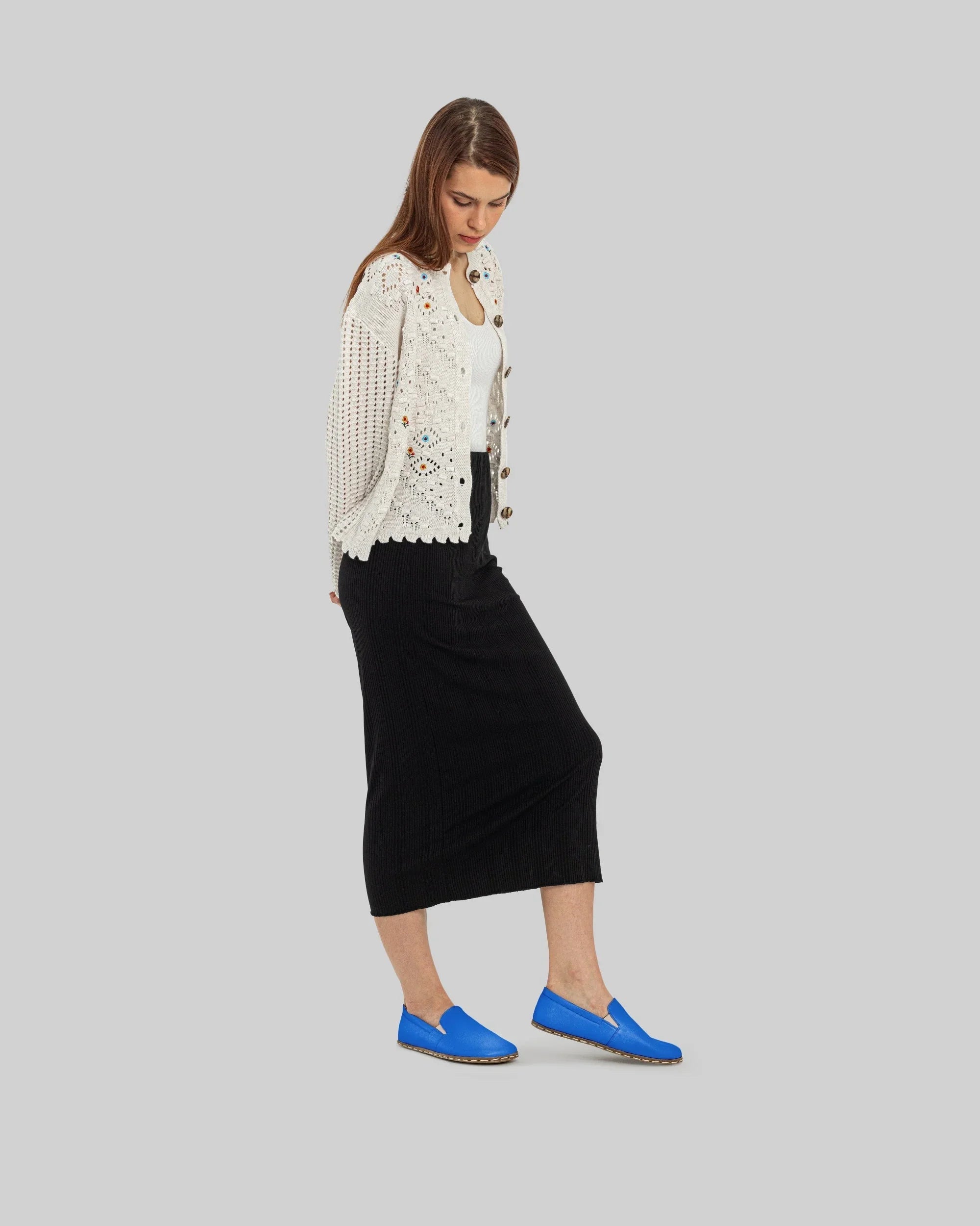 Close-up calf leather - Blue Barefoot Shoes Detail | Bespoky