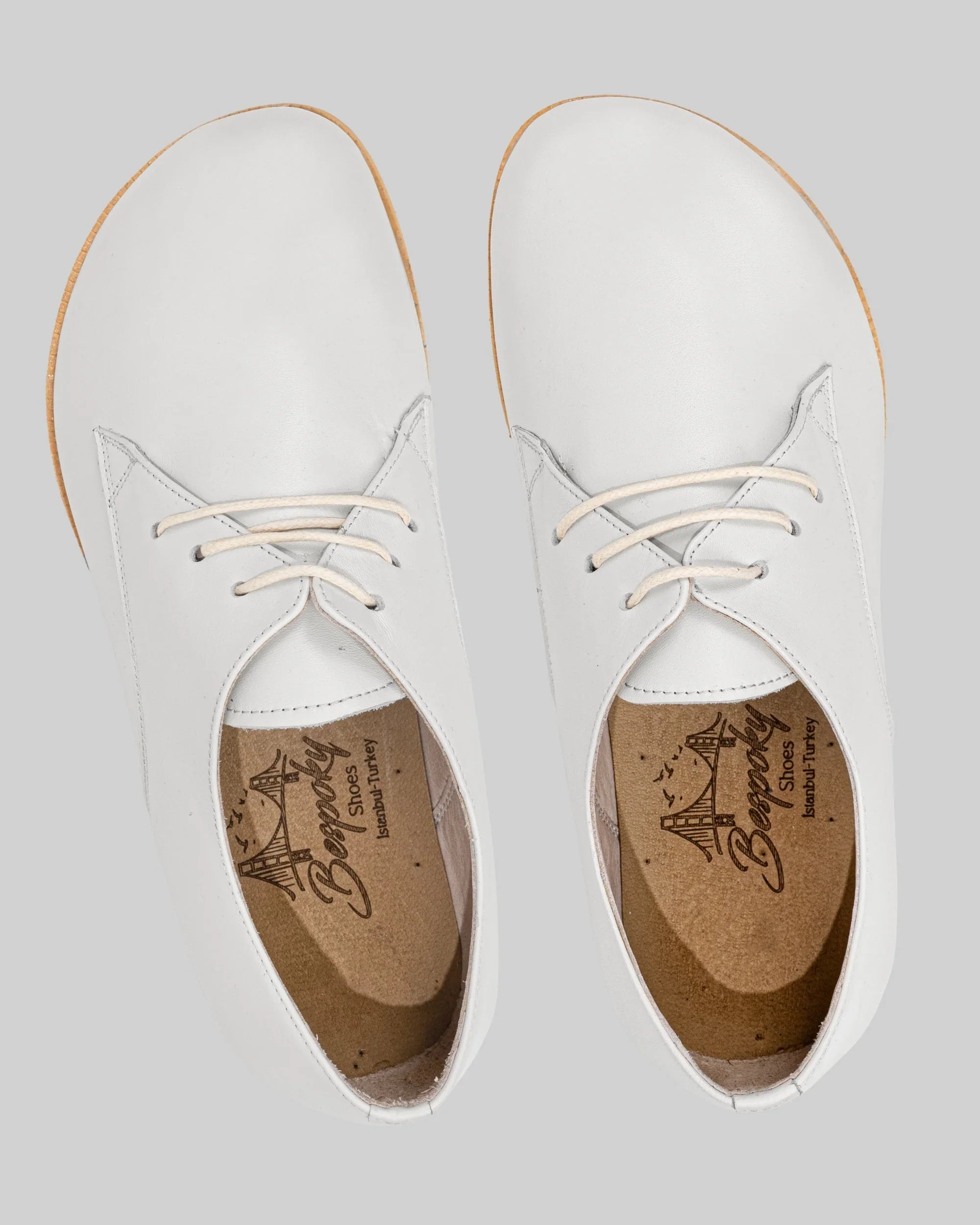 Pair White Oxford Shoes - Barefoot Wide Toe Calf Leather | Bespoky