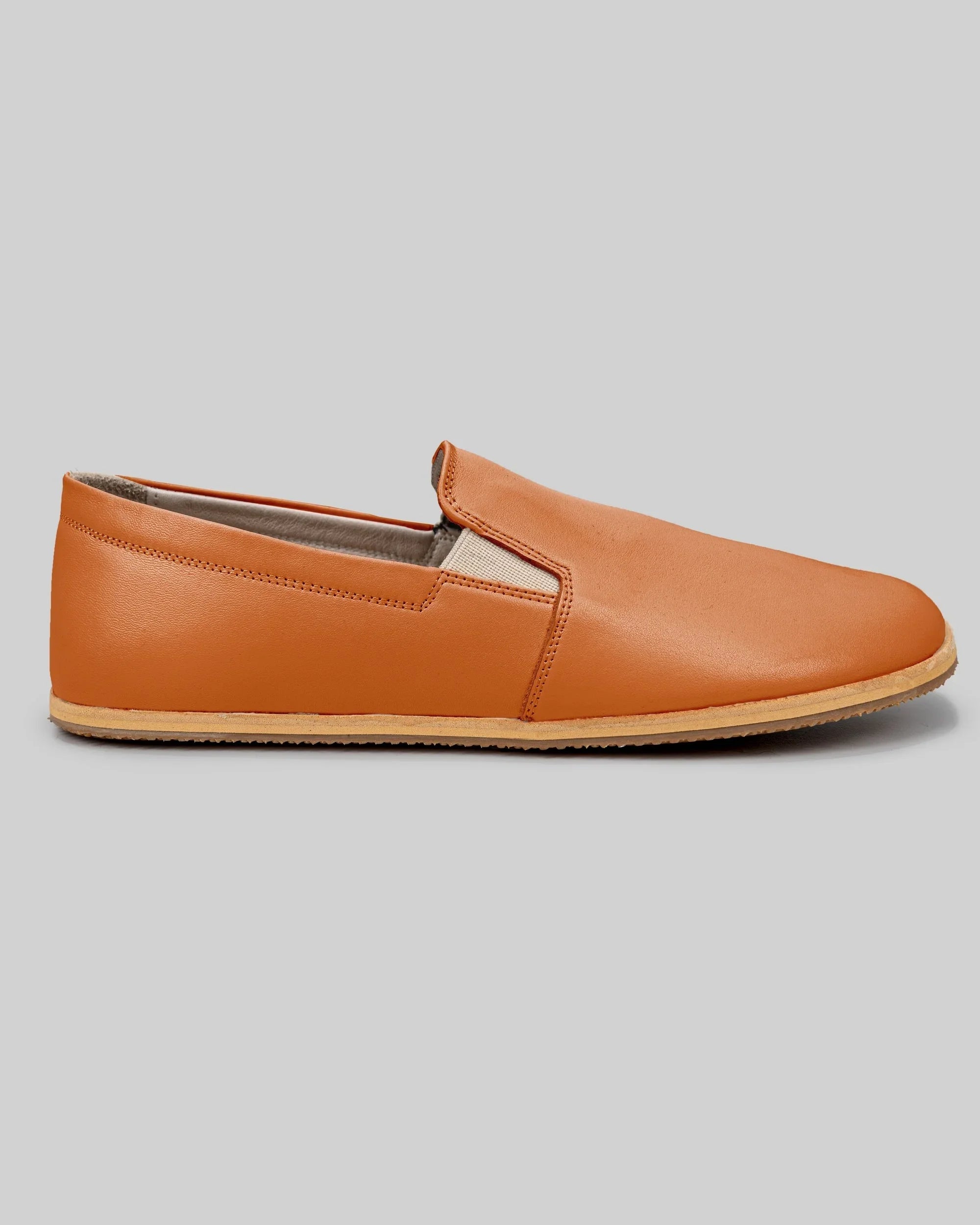 Back view Orange Barefoot Shoes - Calf Leather Handcrafted | Bespoky