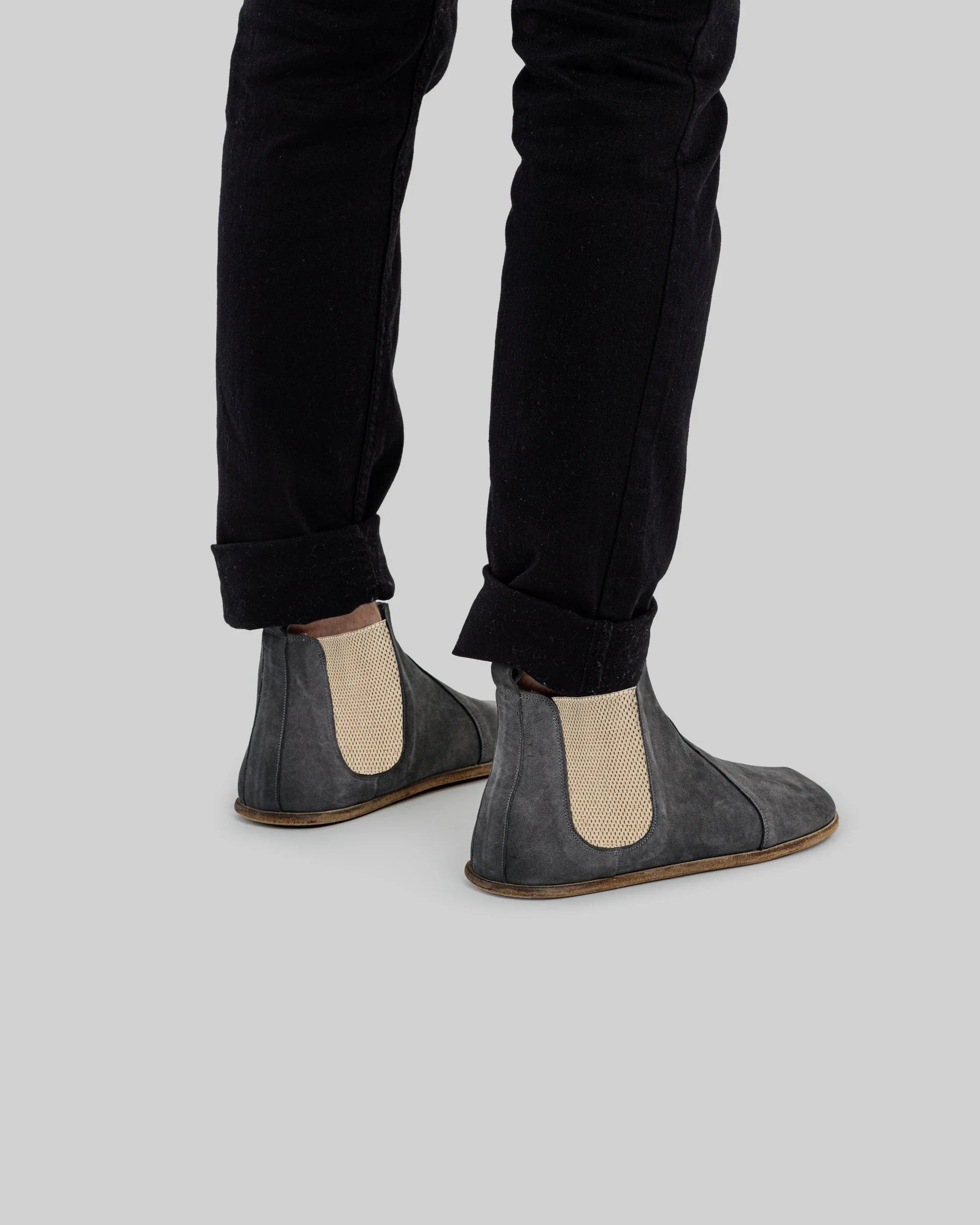Pair Smoked Chelsea Boots - Barefoot Wide Toe Calf Leather | Bespoky