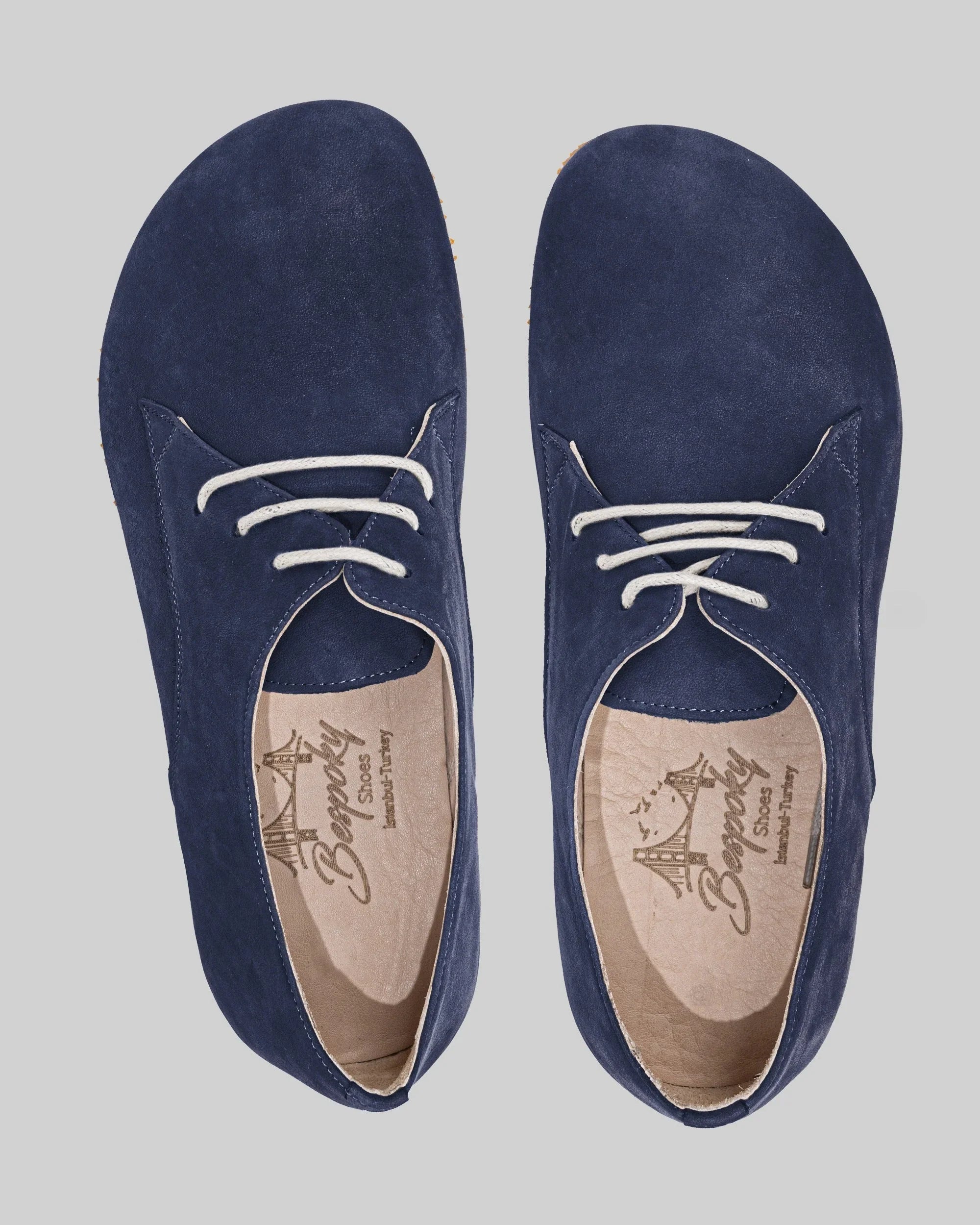 Detail Navy Oxford Shoes - Handcrafted Calf Leather Turkey | Bespoky
