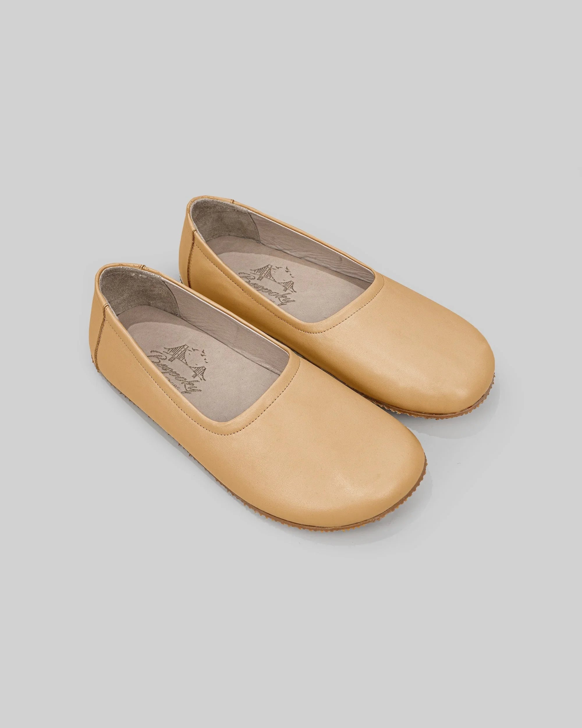 Women's Melon Yellow Ballet Flats - Handcrafted Calf Leather Wide Toe Box | Bespoky