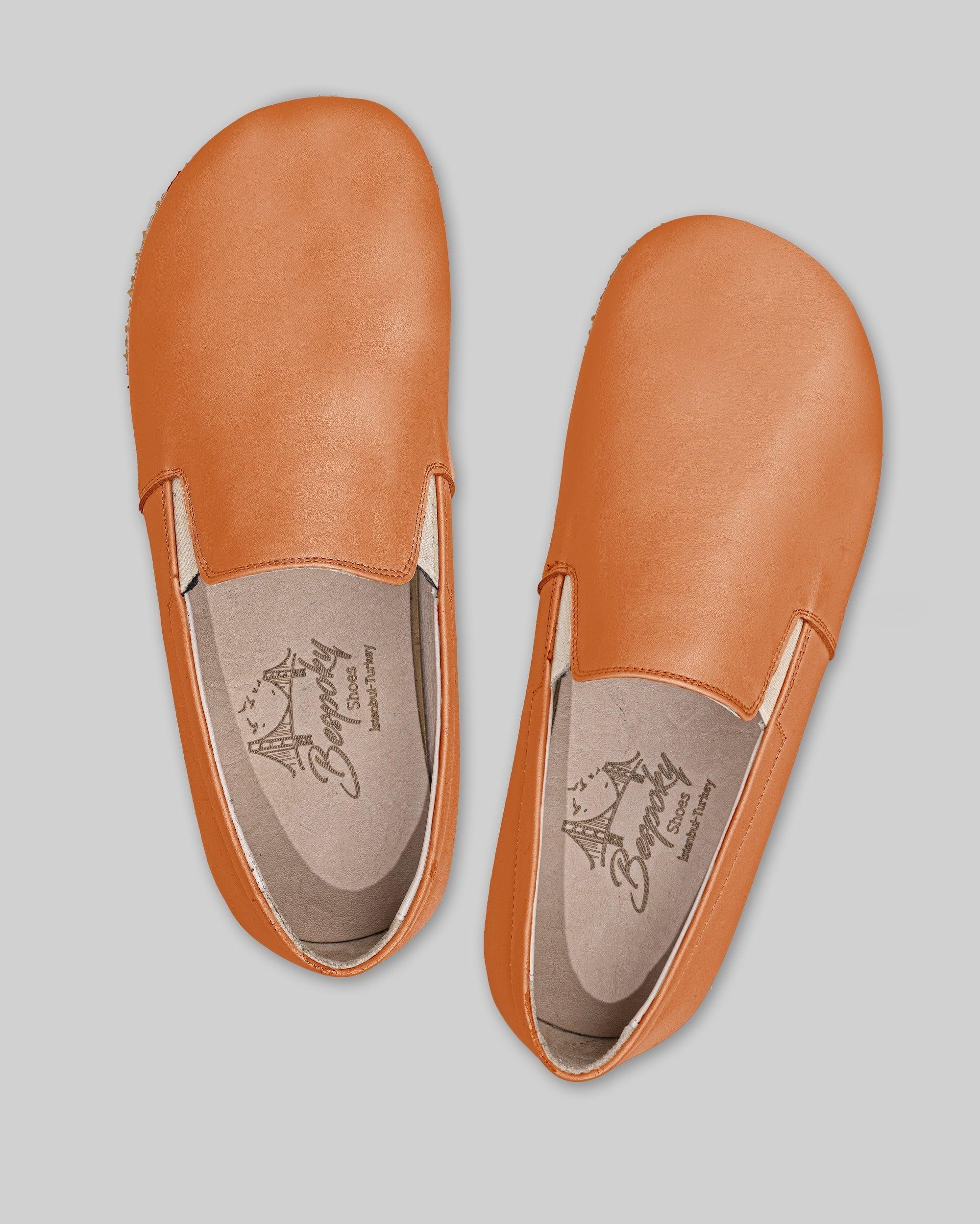 Side view Orange Barefoot Shoes - Calf Leather Zero Drop | Bespoky