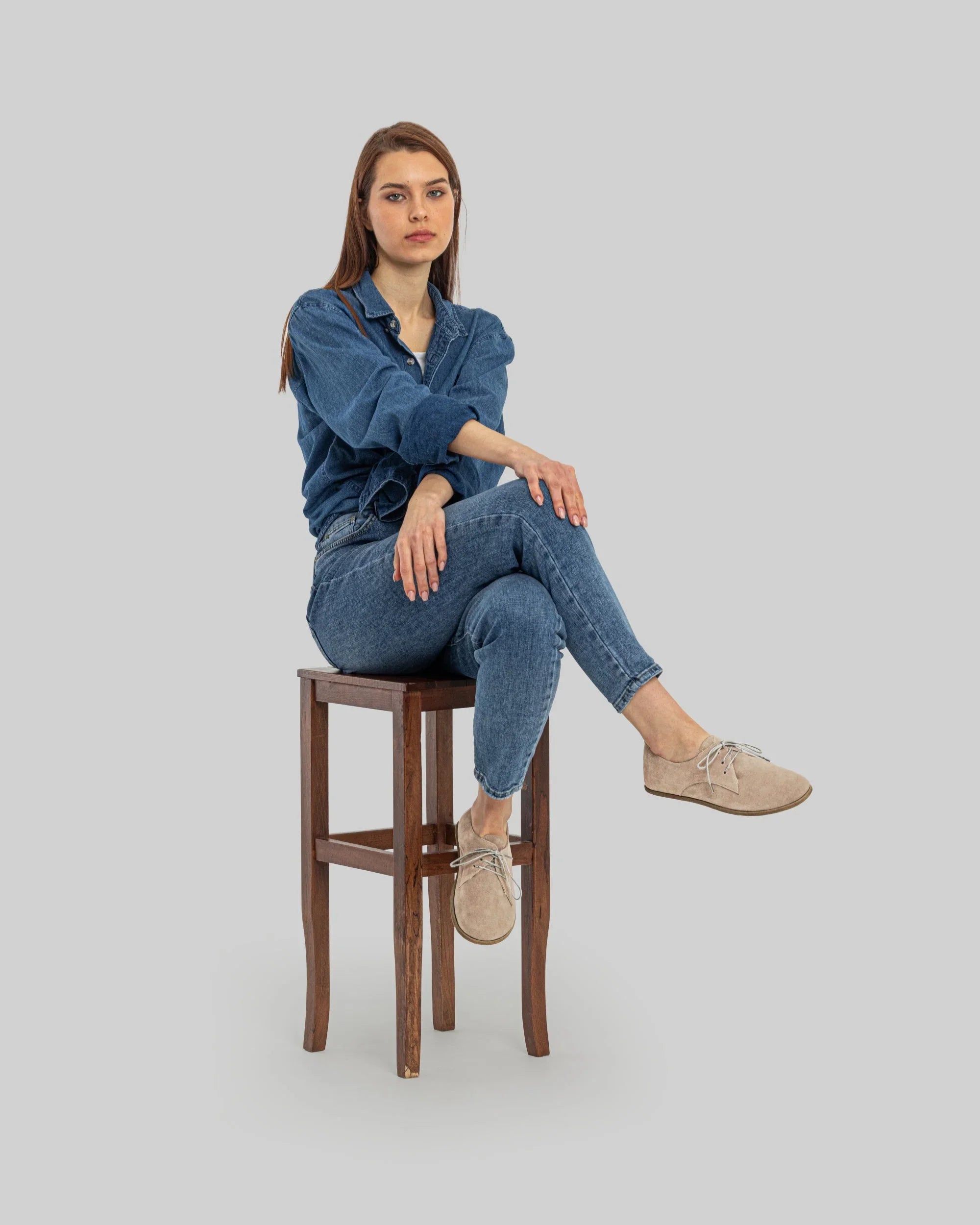 Back view Beige Oxford Shoes - Calf Leather Handcrafted | Bespoky