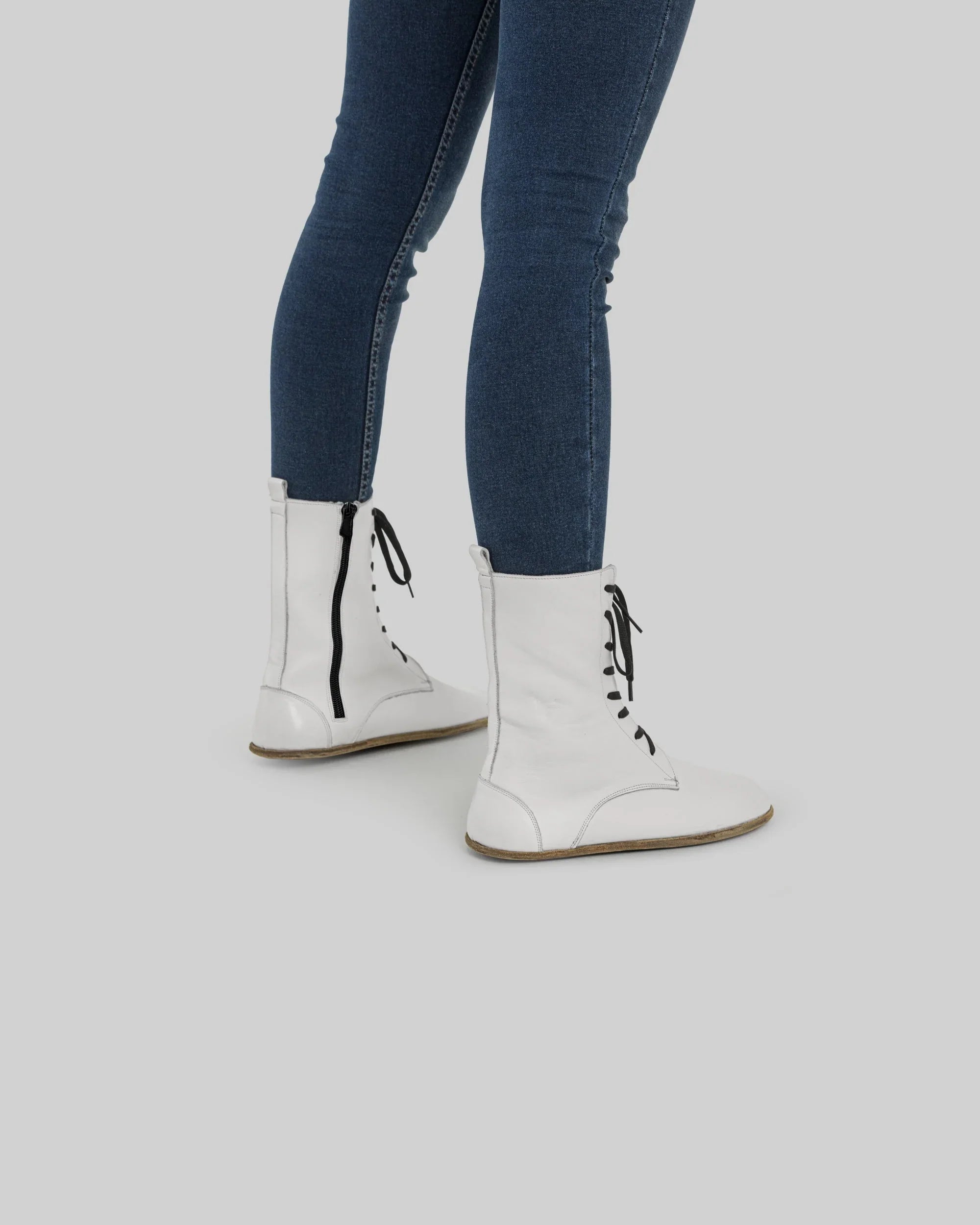 Pair White Barefoot Boot - Barefoot Wide Toe Calf Leather | Bespoky