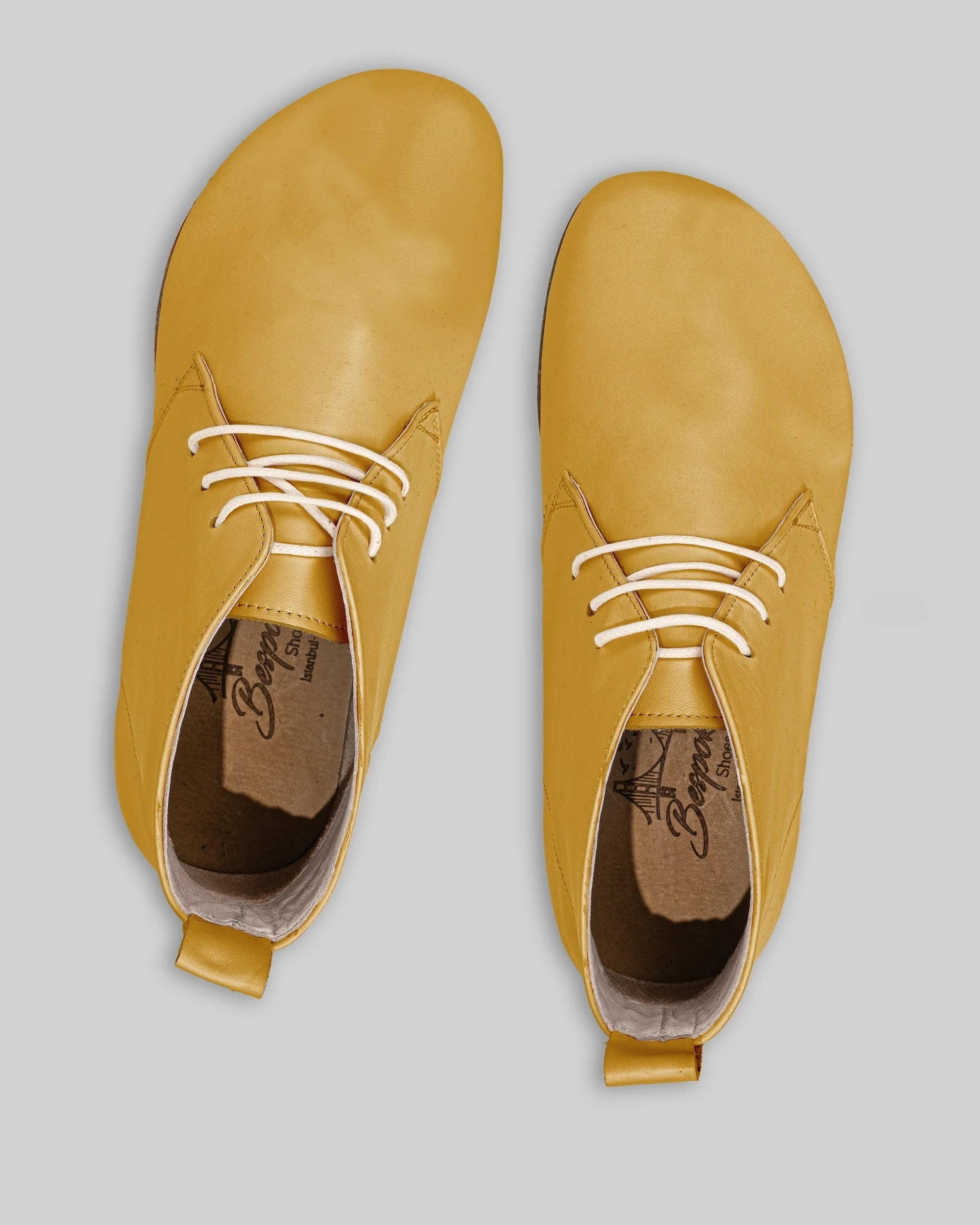 Side view Mustard Ankle Boots - Calf Leather Zero Drop | Bespoky