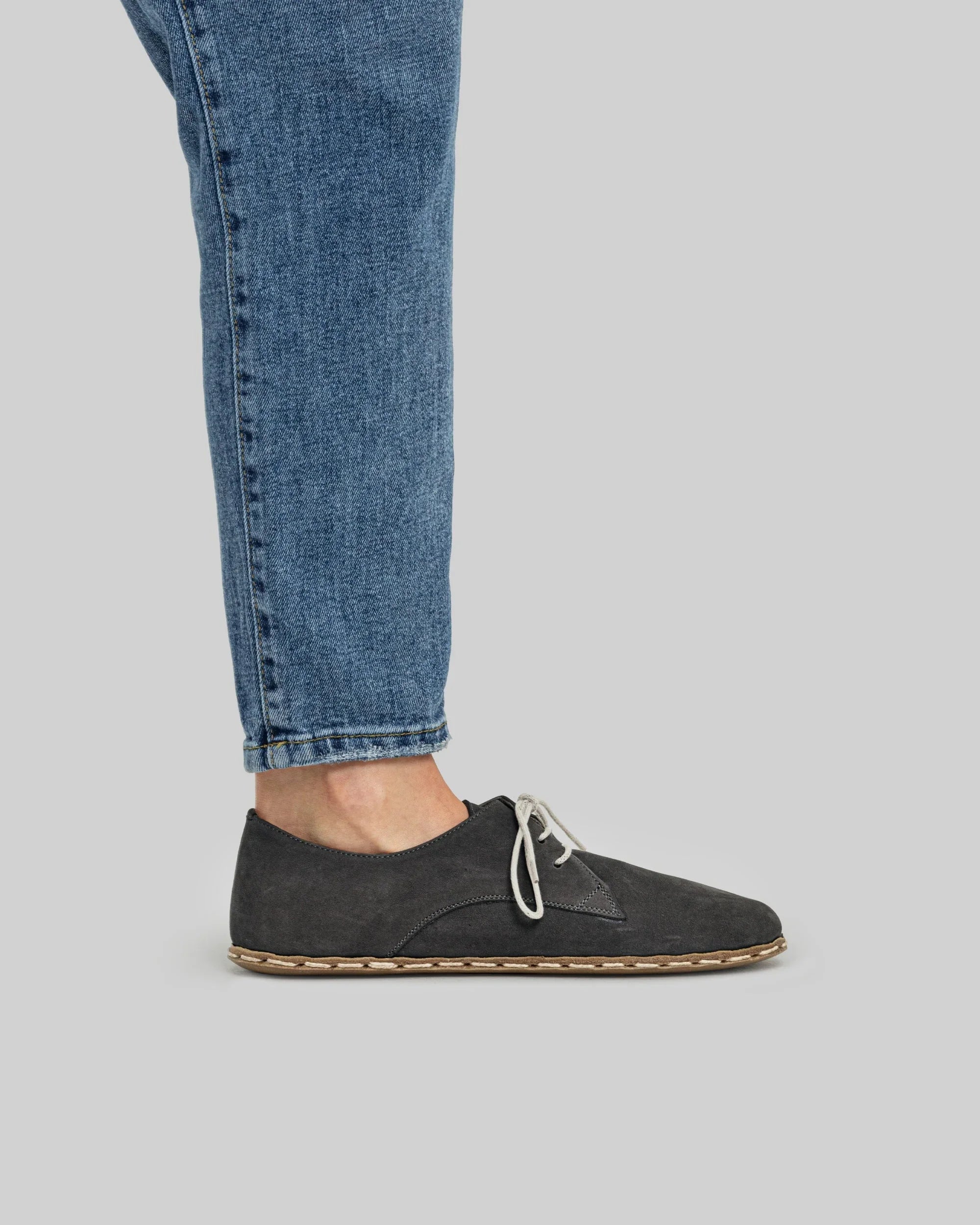Pair Smoked Oxford Shoes - Barefoot Wide Toe Calf Leather | Bespoky