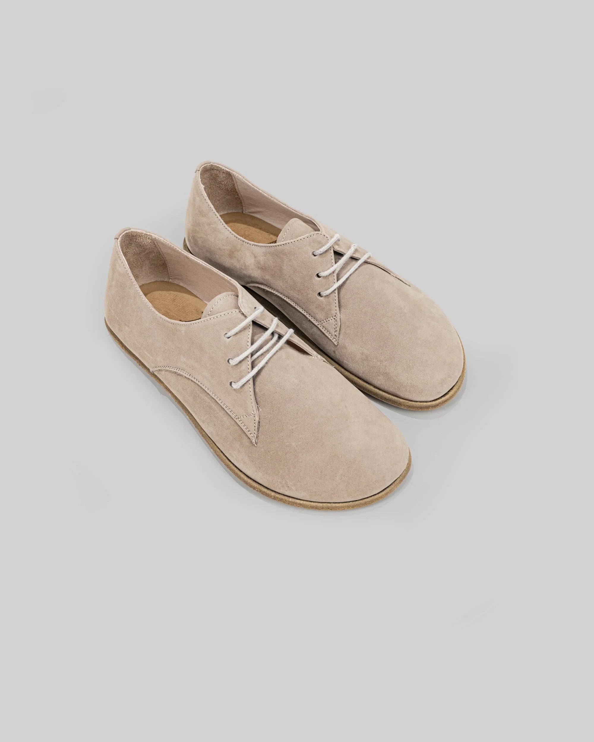 Women's Beige Oxford Shoes - Handcrafted Calf Leather Wide Toe Box | Bespoky