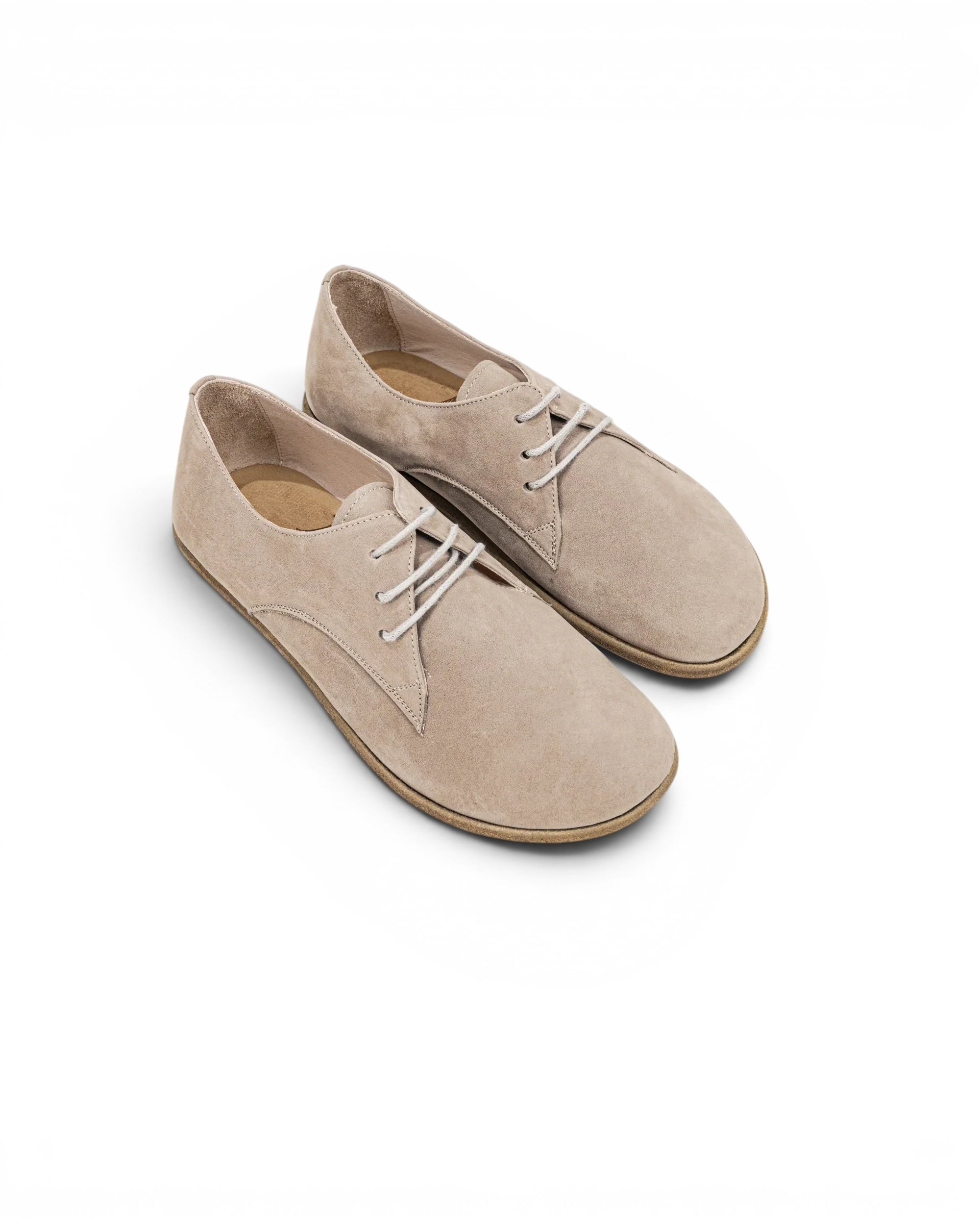 Women's Beige Oxford Shoes - Handcrafted Calf Leather Wide Toe Box | Bespoky