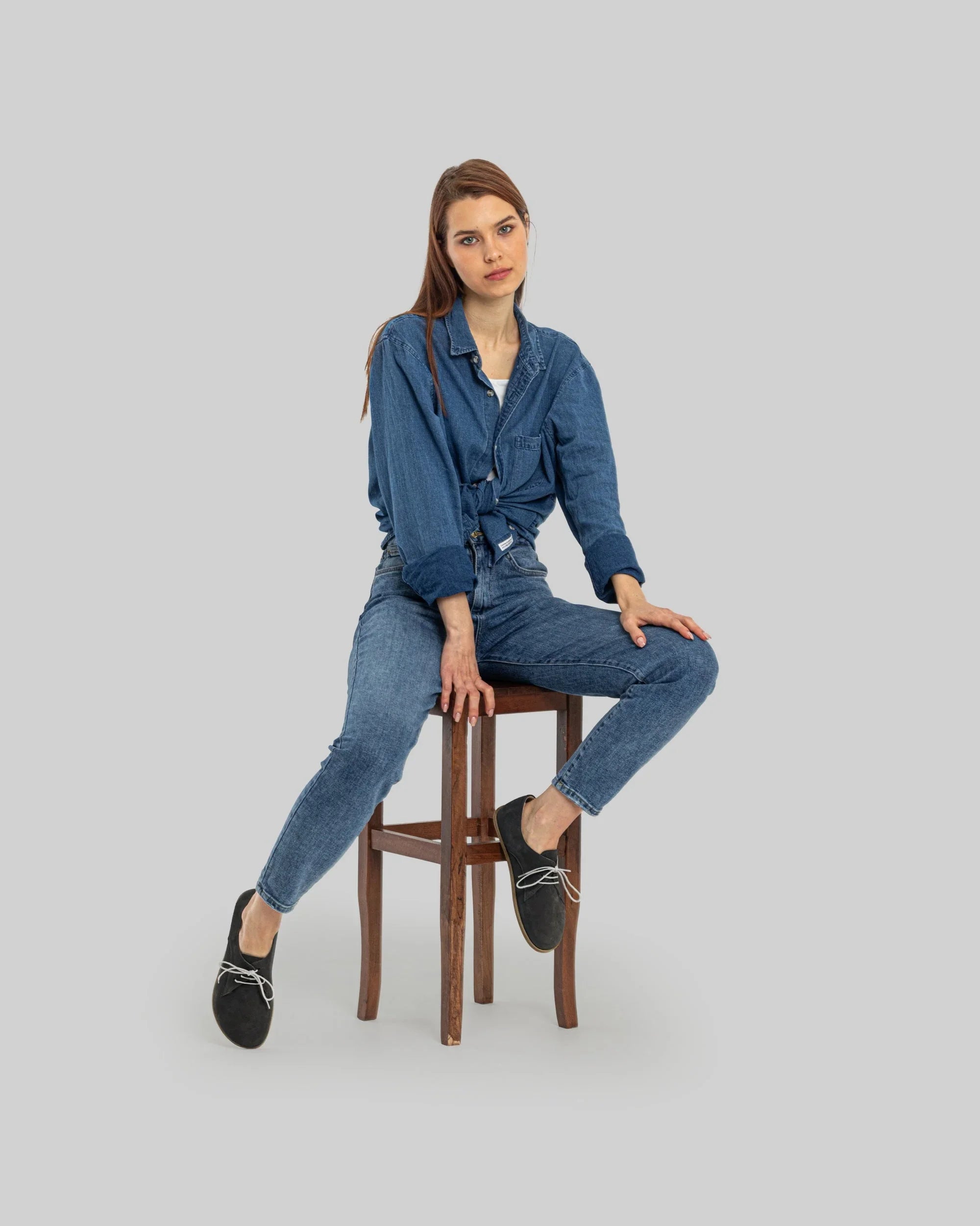 Back view Smoked Nubuck Oxford Shoes - Calf Leather Handcrafted | Bespoky