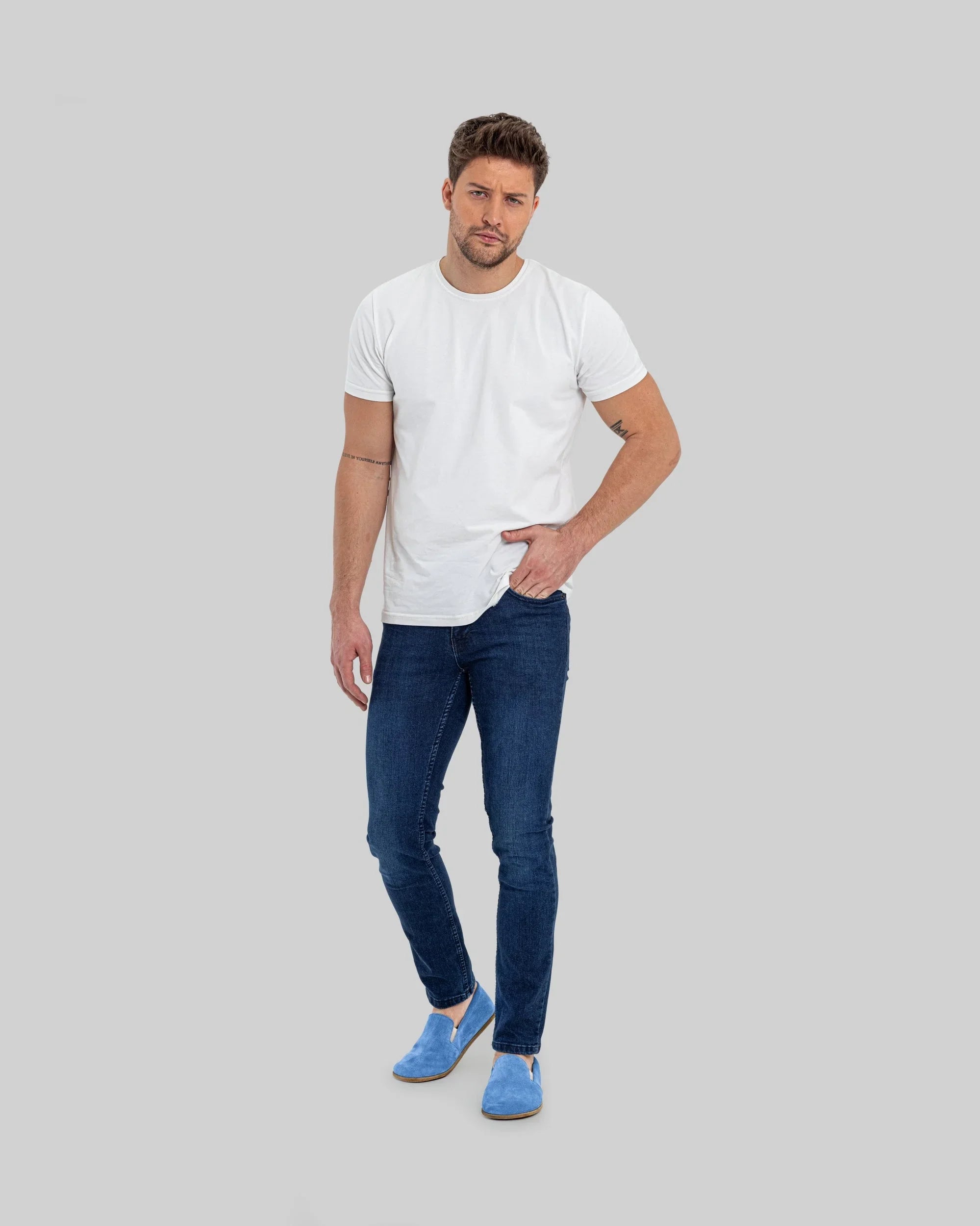 Pair Blue Suede Barefoot Shoes - Barefoot Wide Toe Calf Leather | Bespoky