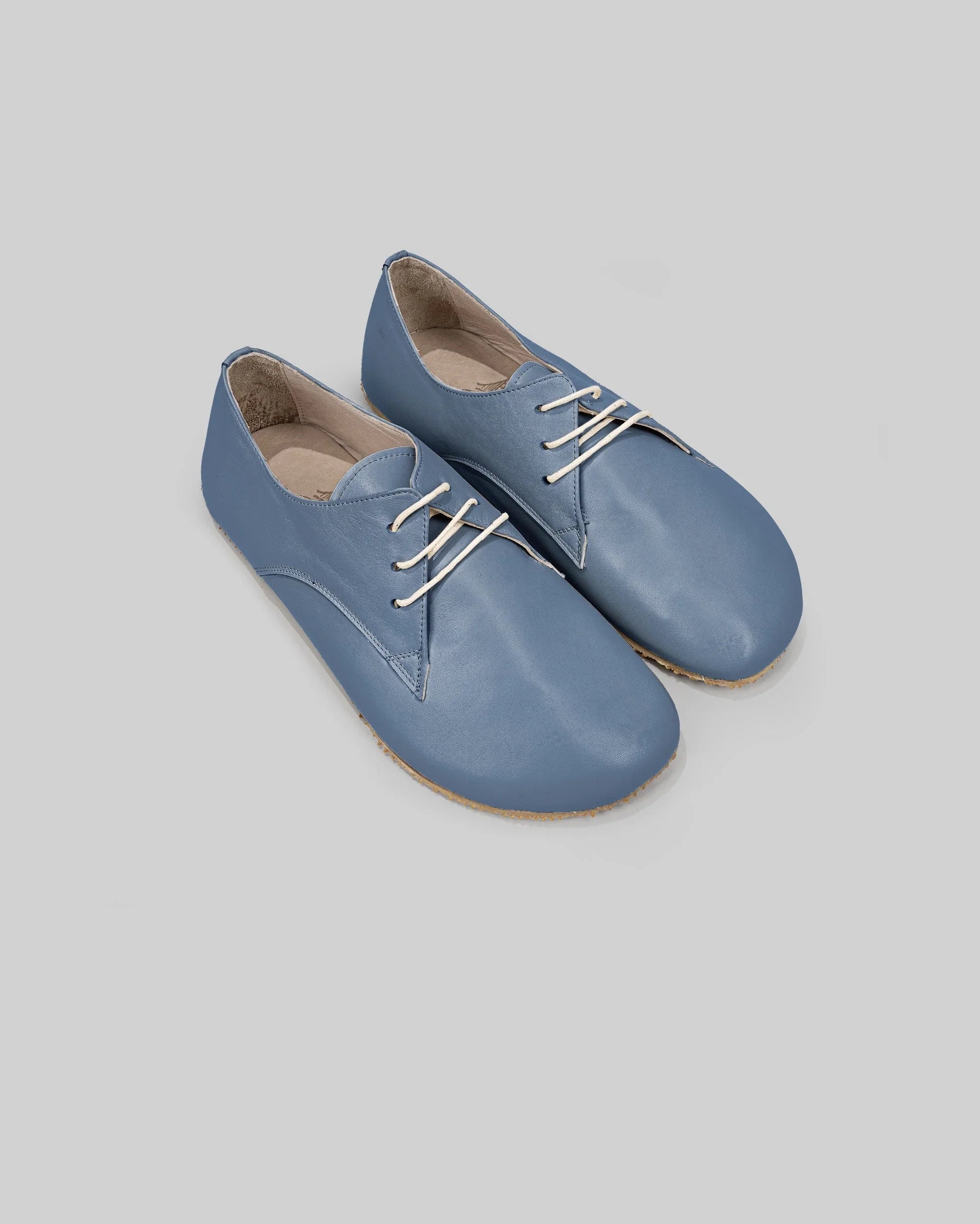 Women's Jean Blue Oxford Shoes - Handcrafted Calf Leather Wide Toe Box | Bespoky