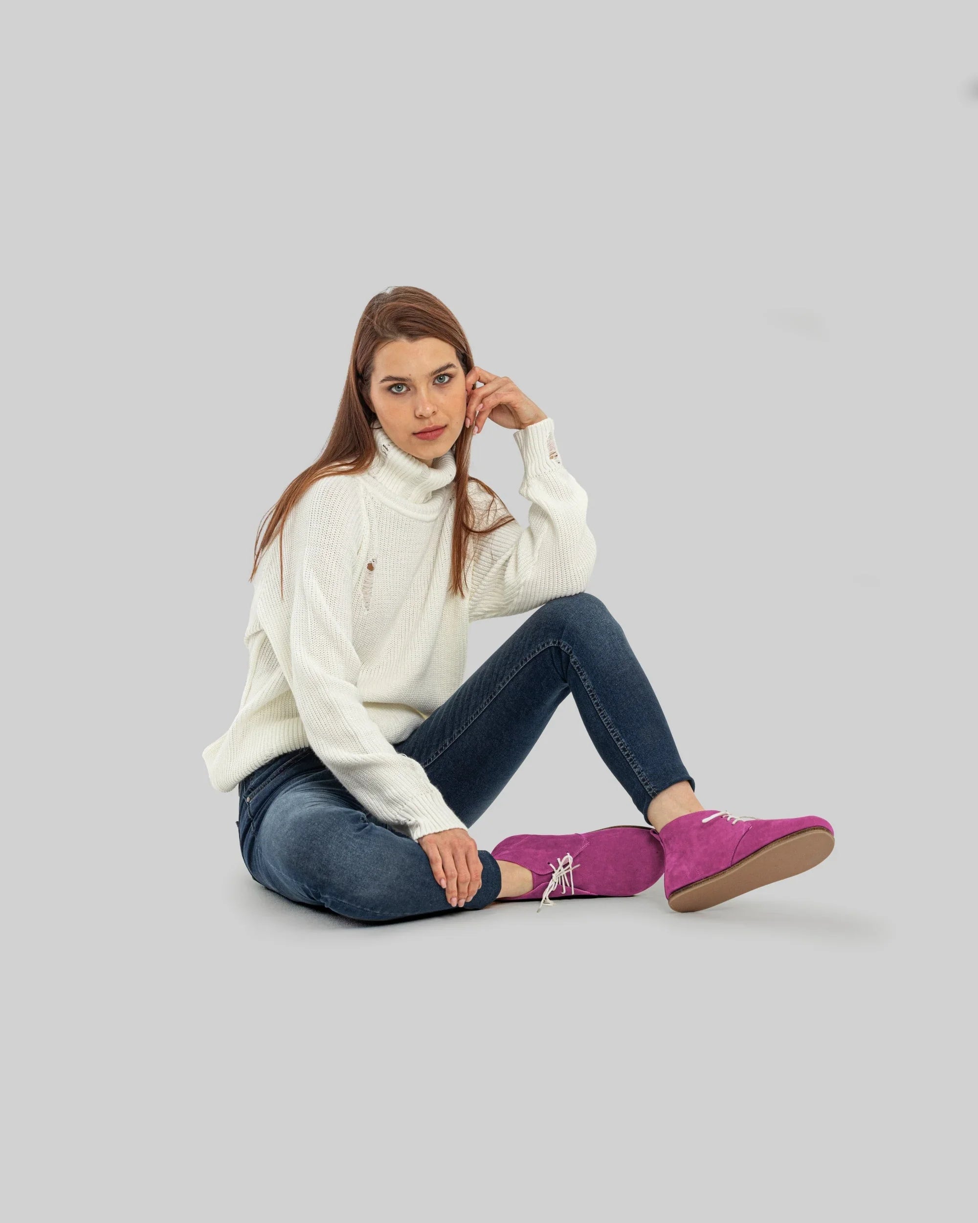 Sole detail Pink Nubuck Ankle Boots - Zero Drop Calf Leather | Bespoky