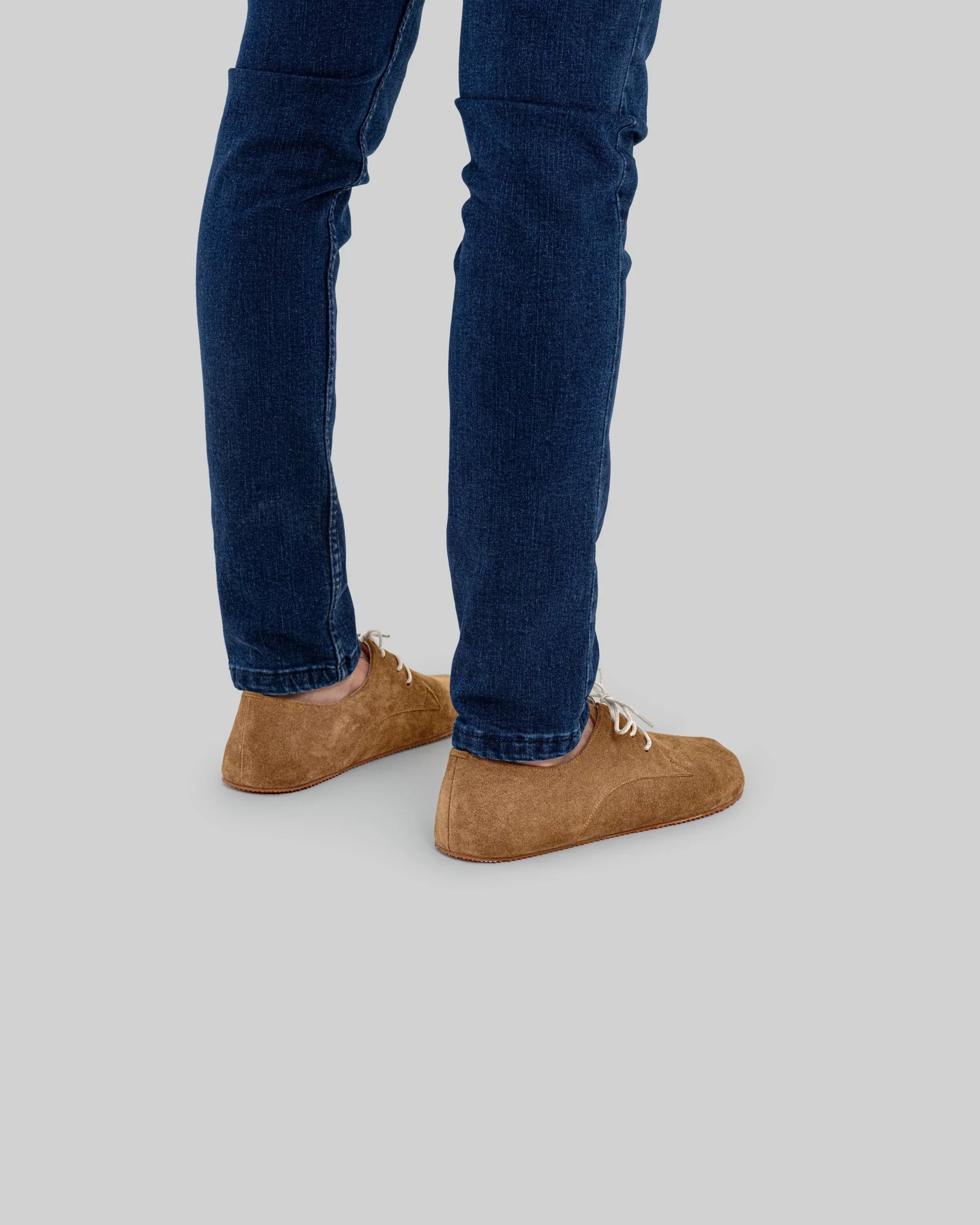Pair Tan Suede Oxford Shoes - Barefoot Wide Toe Calf Leather | Bespoky