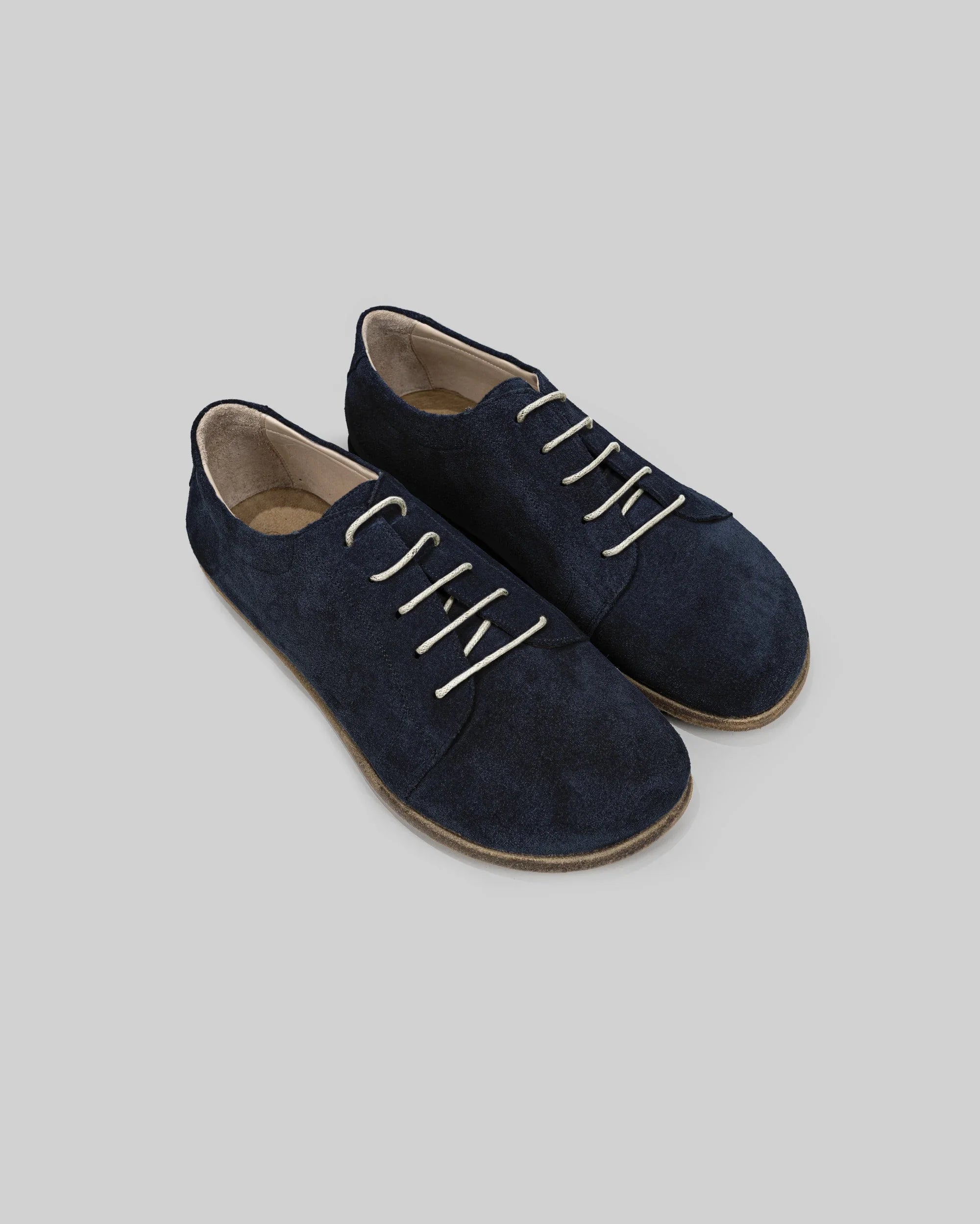 Men's Navy Suede Barefoot Sneaker - Handcrafted Calf Leather Wide Toe Box | Bespoky