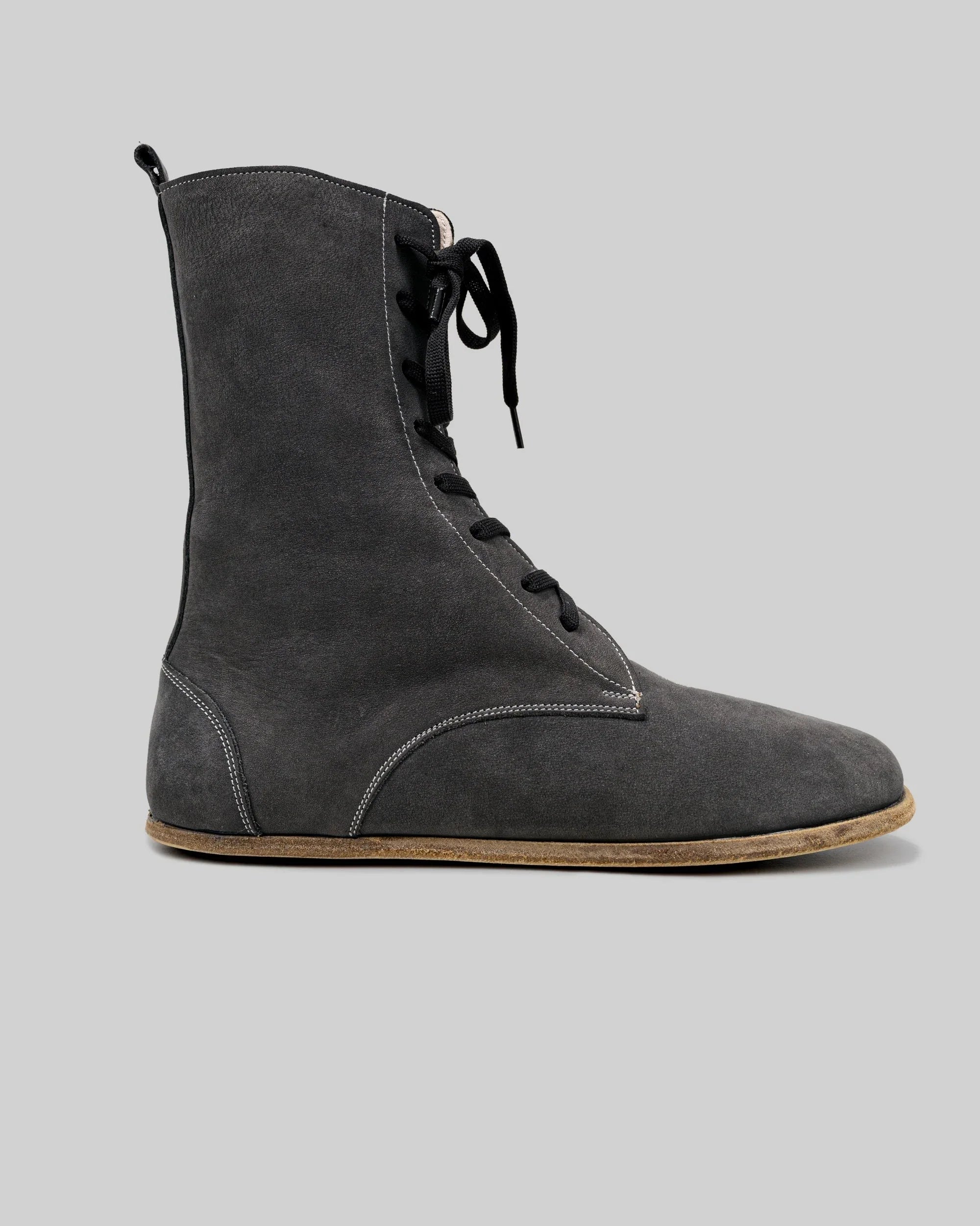 Side view Smoked Nubuck Barefoot Boot - Calf Leather Zero Drop | Bespoky