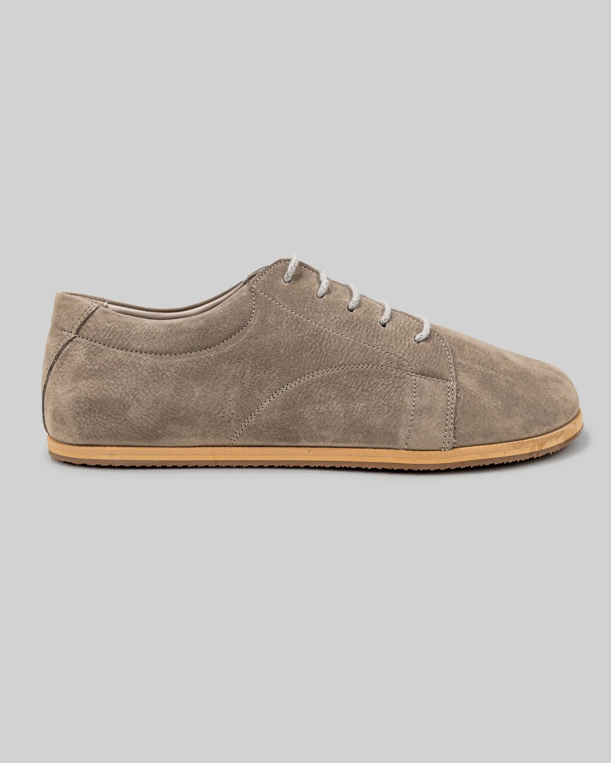 Side view Beige Nubuck Barefoot Sneaker - Calf Leather Zero Drop | Bespoky
