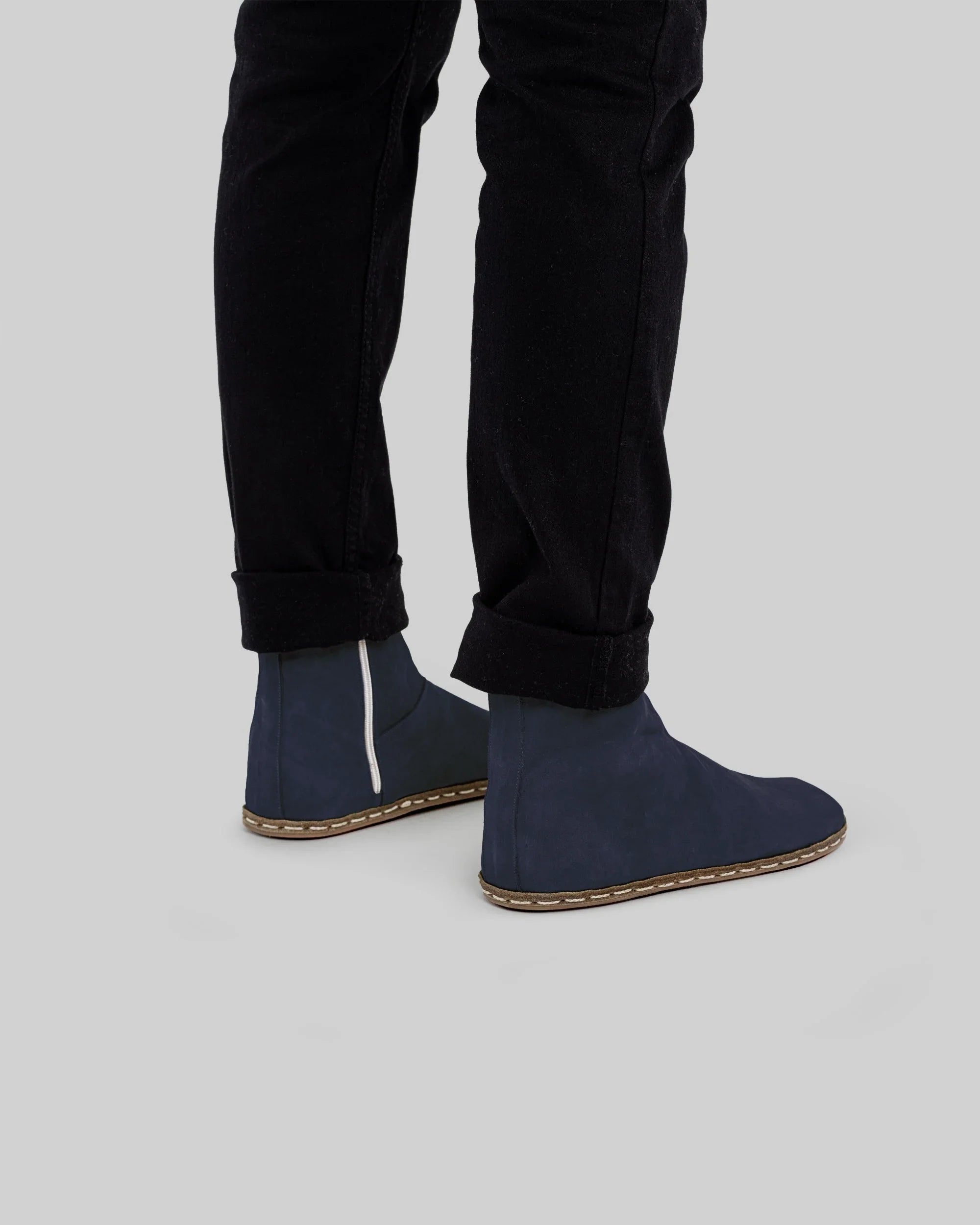 Pair Navy Chelsea Boots - Barefoot Wide Toe Calf Leather | Bespoky