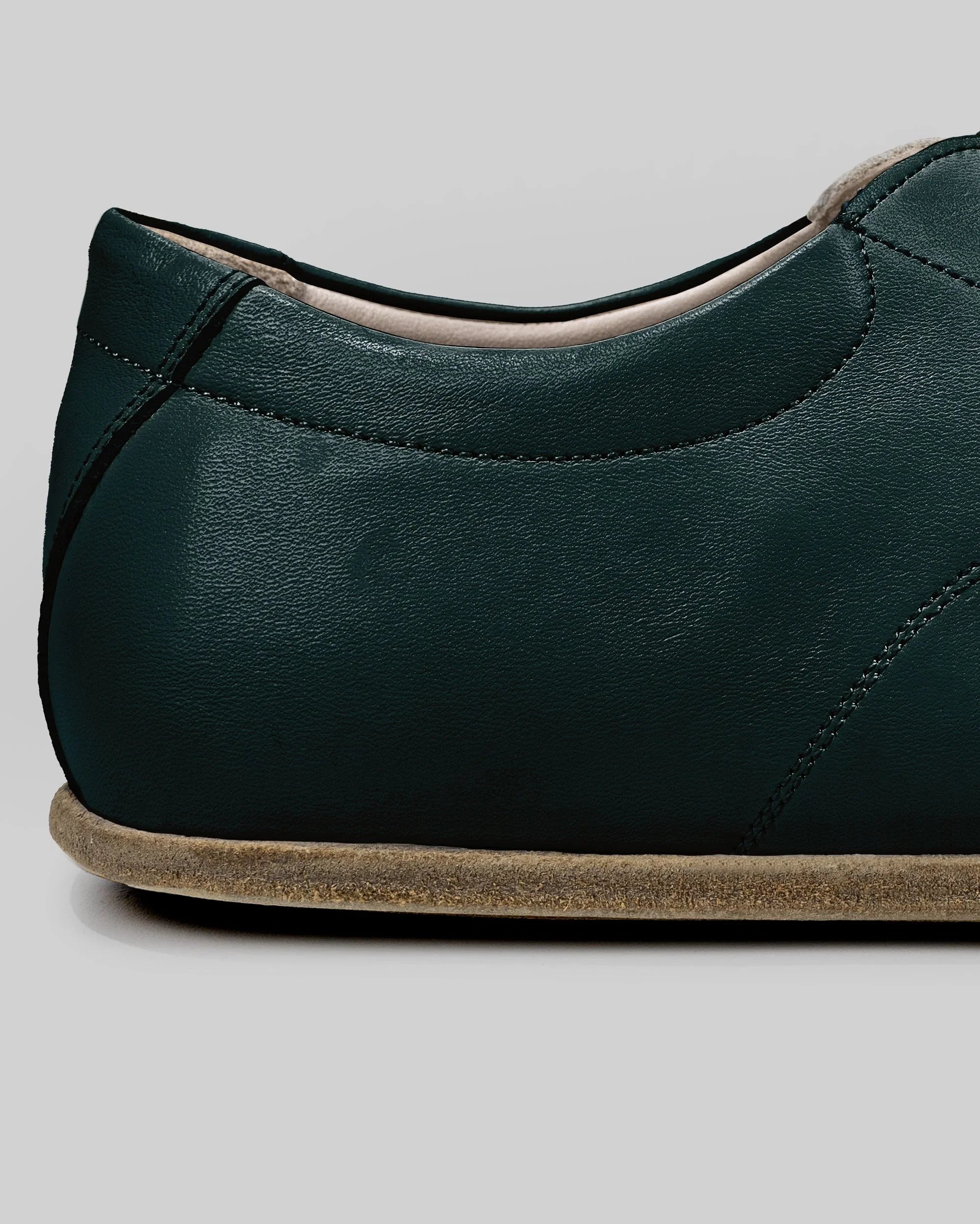 Top view Dark Green Barefoot Sneaker - Handcrafted Calf Leather | Bespoky