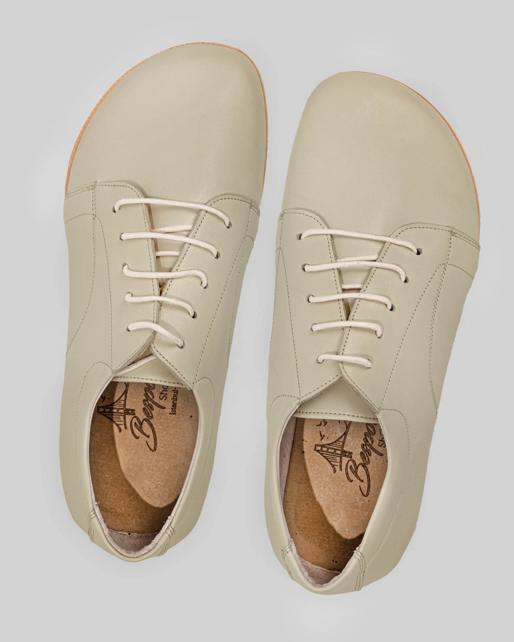 Top view Beige Barefoot Sneaker - Handcrafted Calf Leather | Bespoky