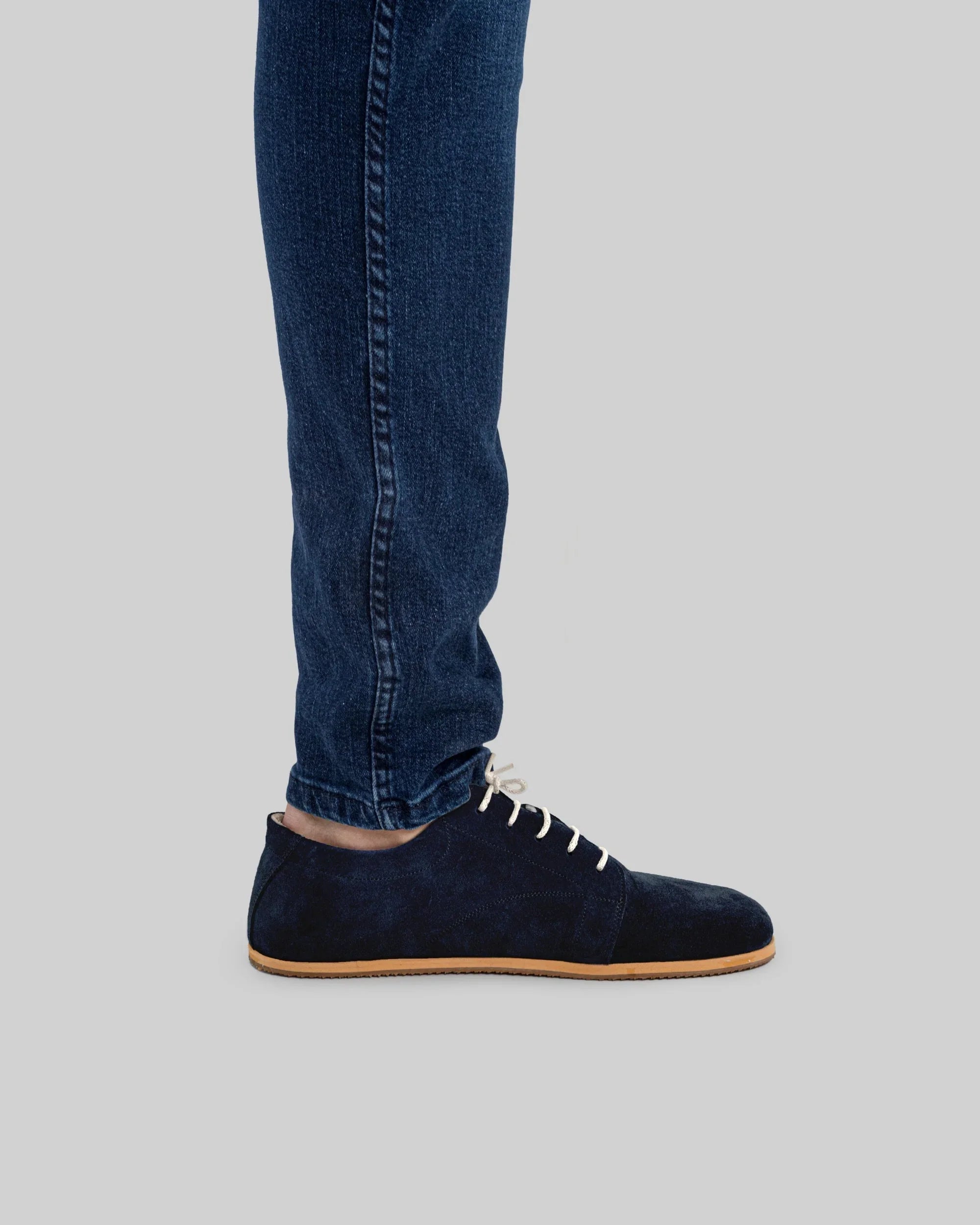 Pair Navy Barefoot Sneaker - Barefoot Wide Toe Calf Leather | Bespoky