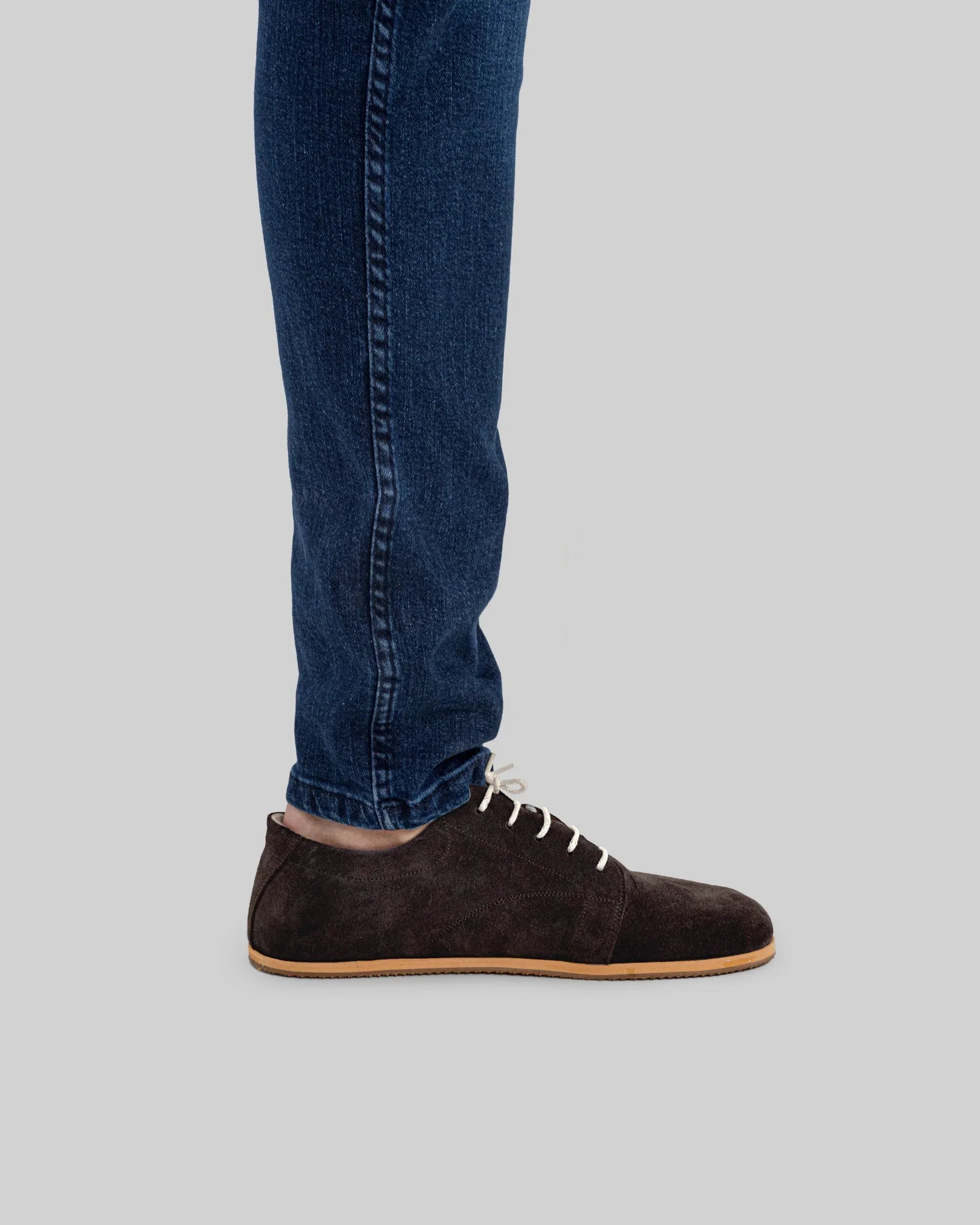 Pair Brown Suede Barefoot Sneaker - Barefoot Wide Toe Calf Leather | Bespoky