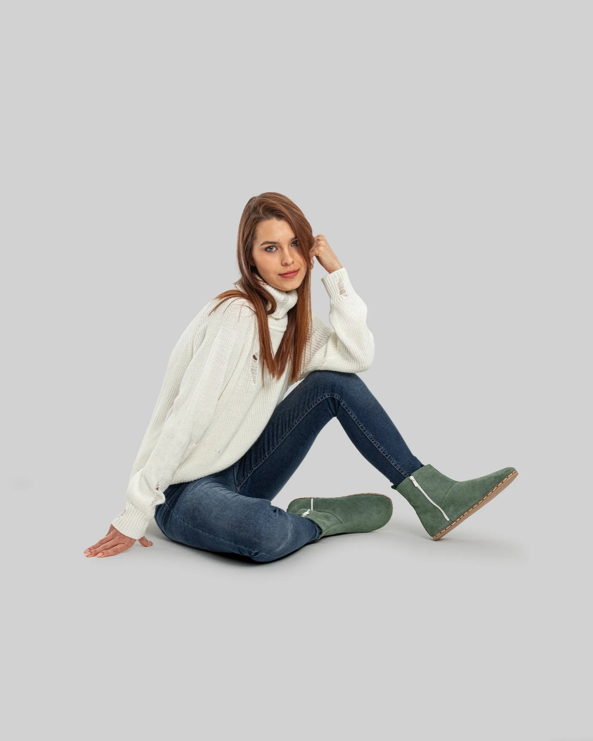 Back view Green Chelsea Boots - Calf Leather Handcrafted | Bespoky