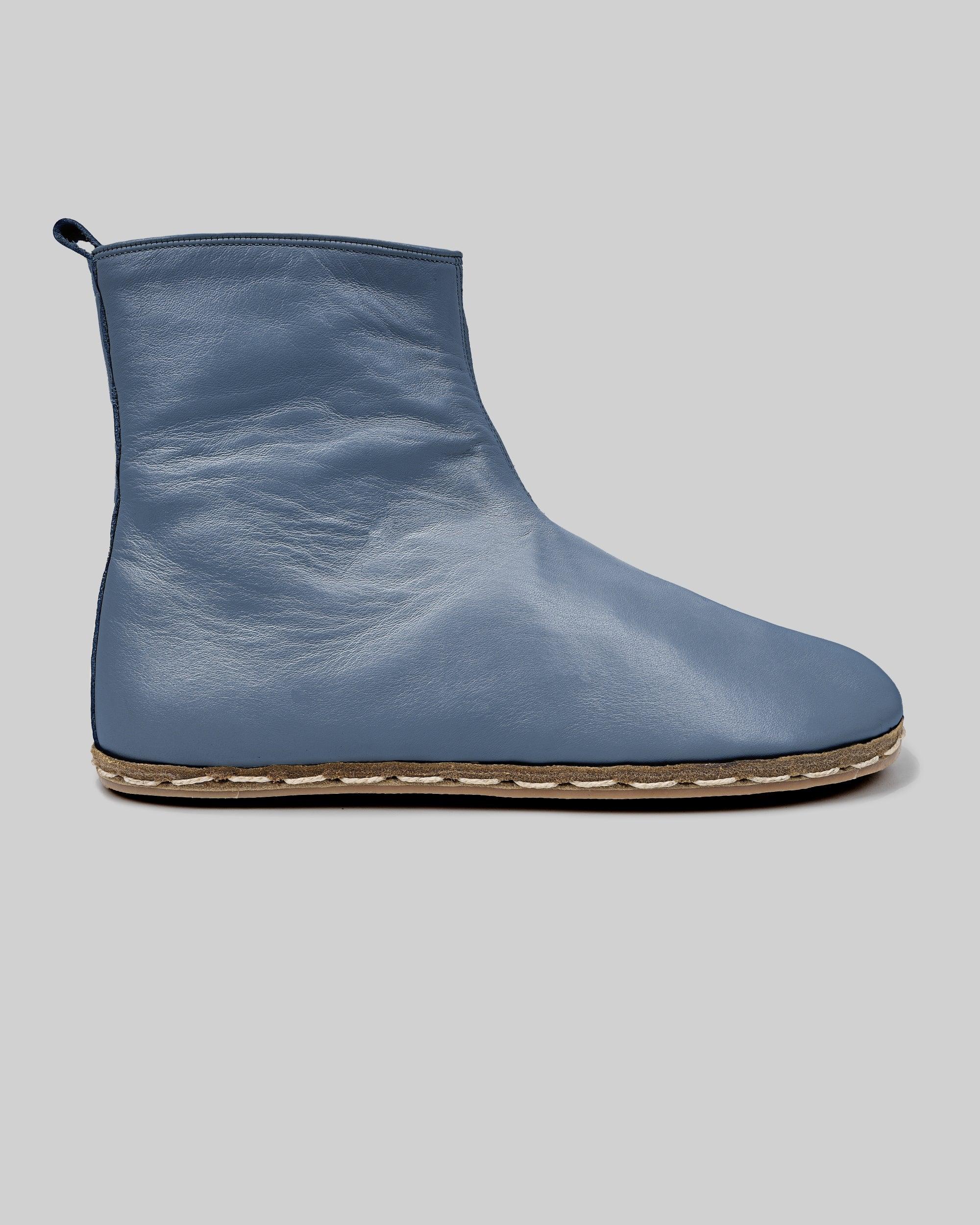 Pair Jean Blue Chelsea Boots - Barefoot Wide Toe Calf Leather | Bespoky