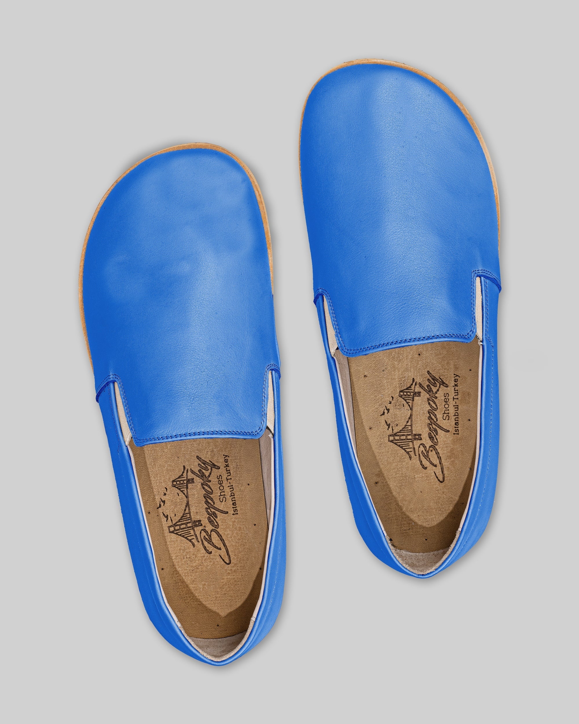 Side view Blue Barefoot Shoes - Calf Leather Zero Drop | Bespoky