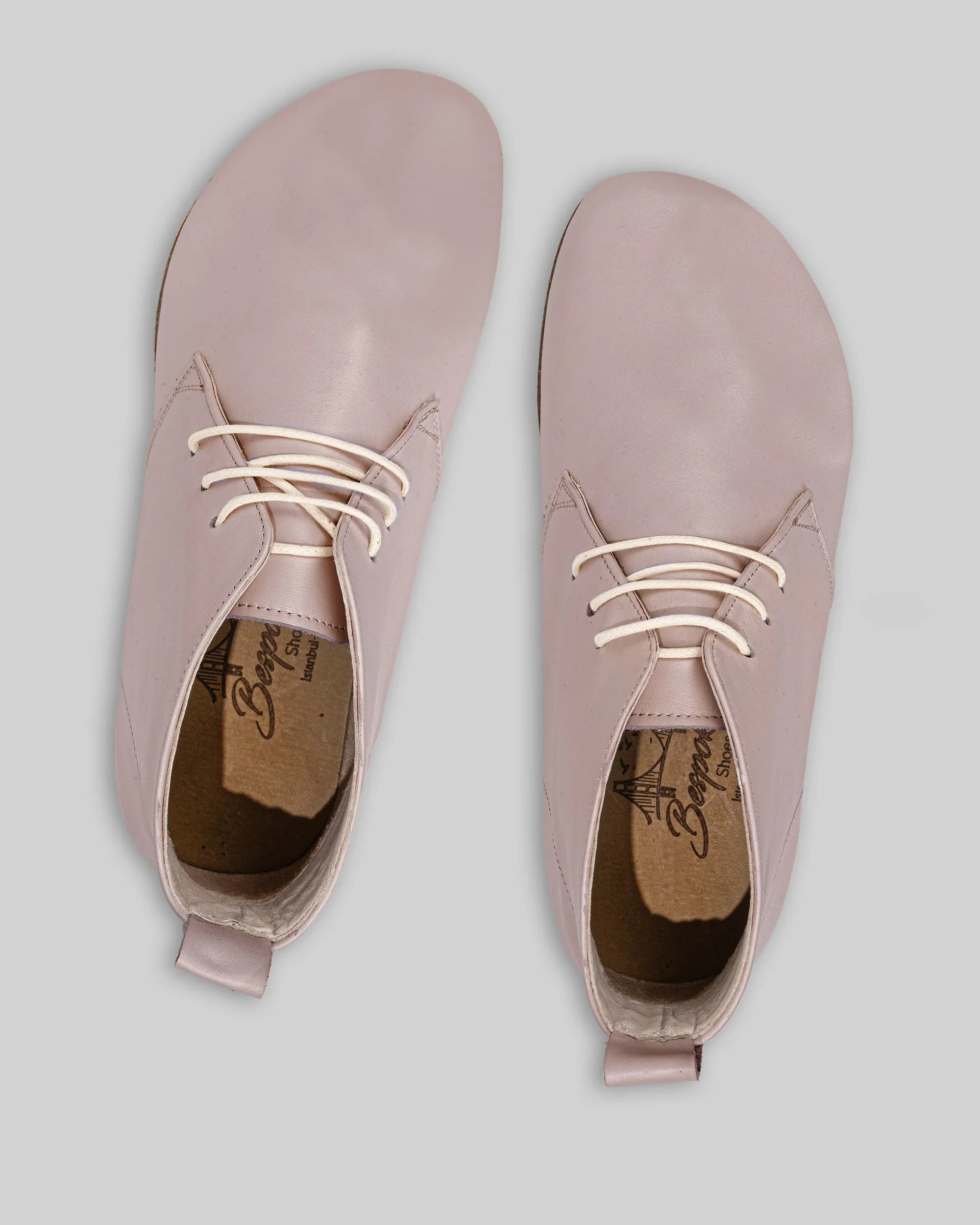 Pair Pink Ankle Boots - Barefoot Wide Toe Calf Leather | Bespoky