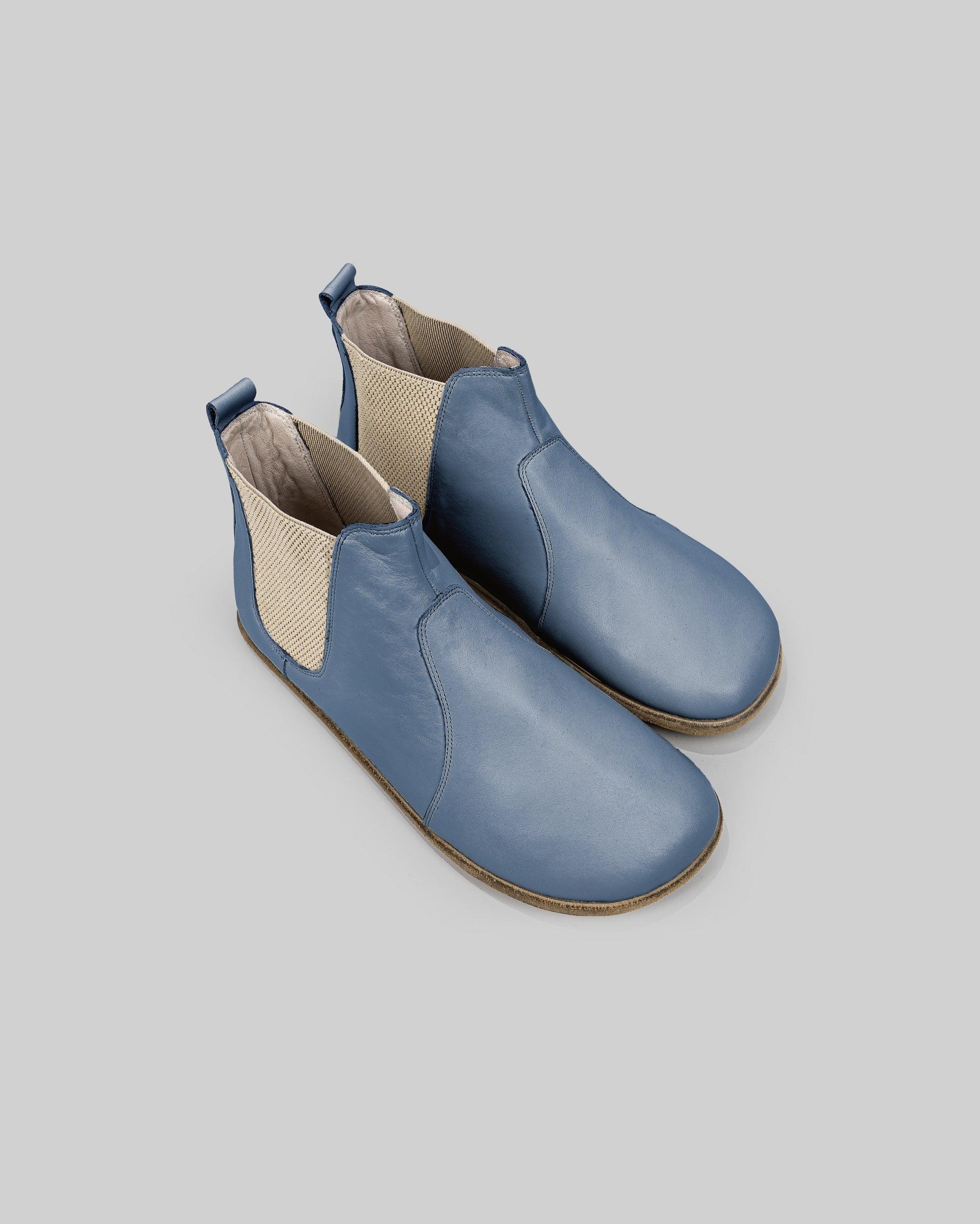 Men's Jean Blue Chelsea Boots - Handcrafted Calf Leather Wide Toe Box | Bespoky