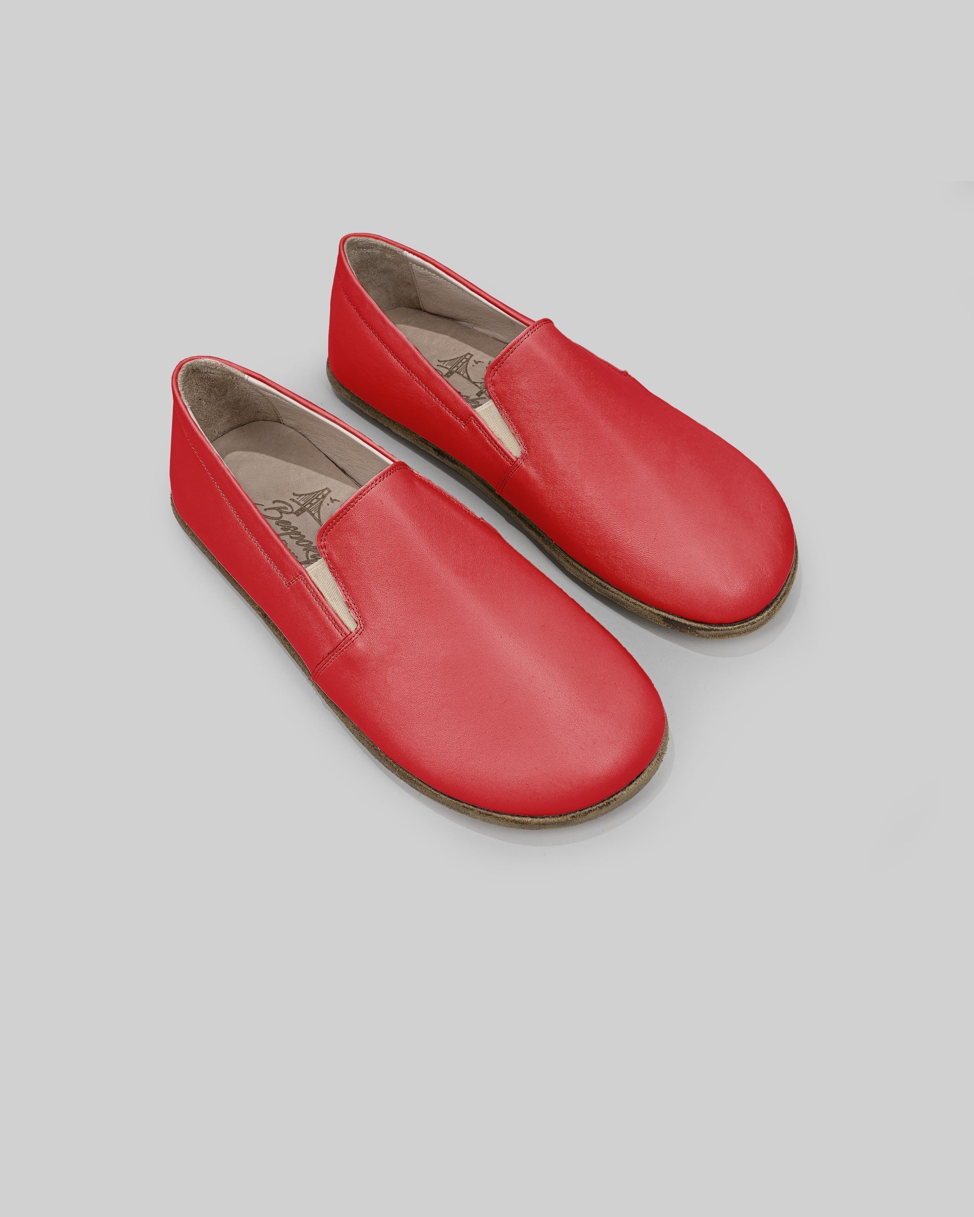Women's Red Barefoot Shoes - Handcrafted Calf Leather Wide Toe Box | Bespoky