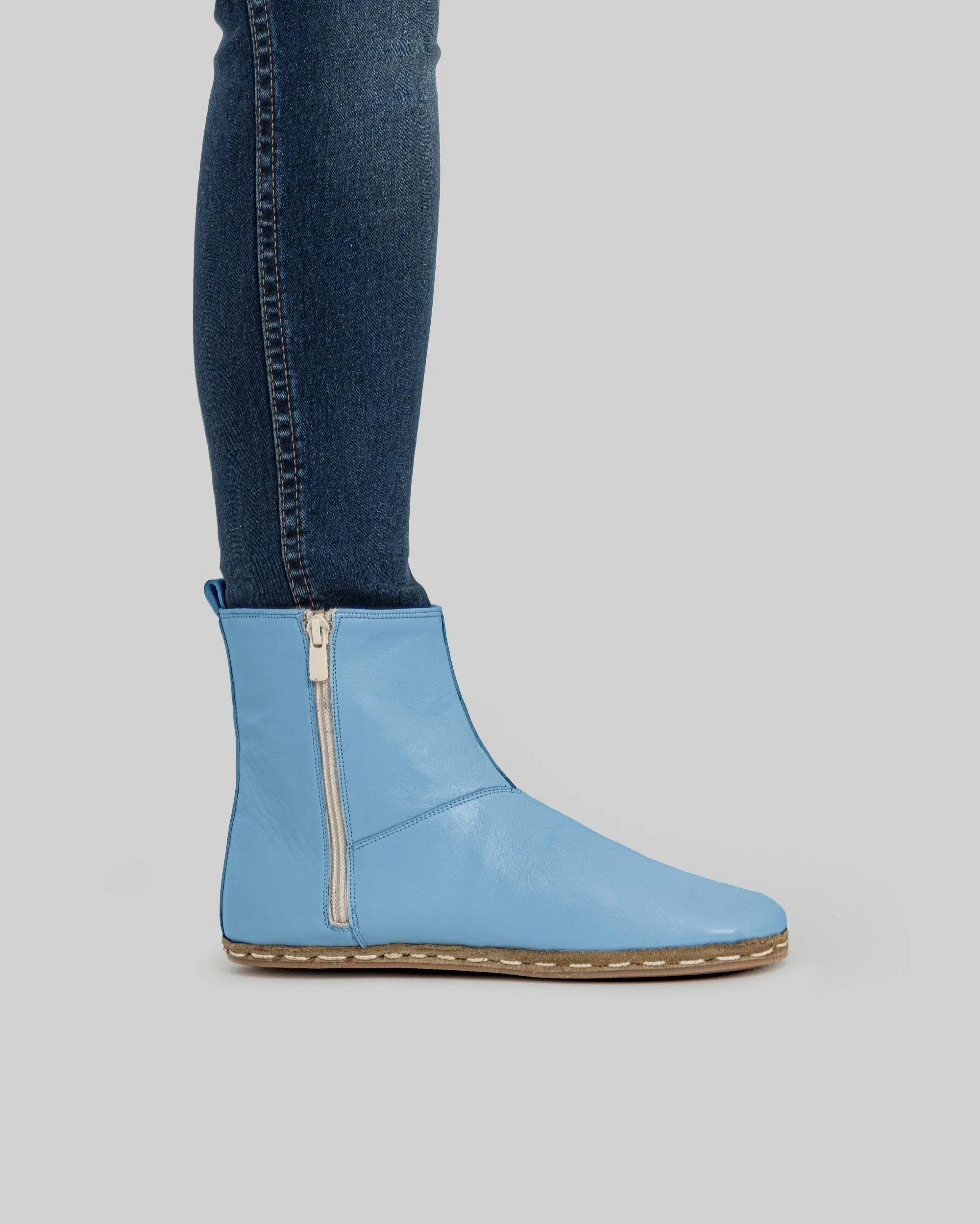 Pair Baby Blue Chelsea Boots - Barefoot Wide Toe Calf Leather | Bespoky