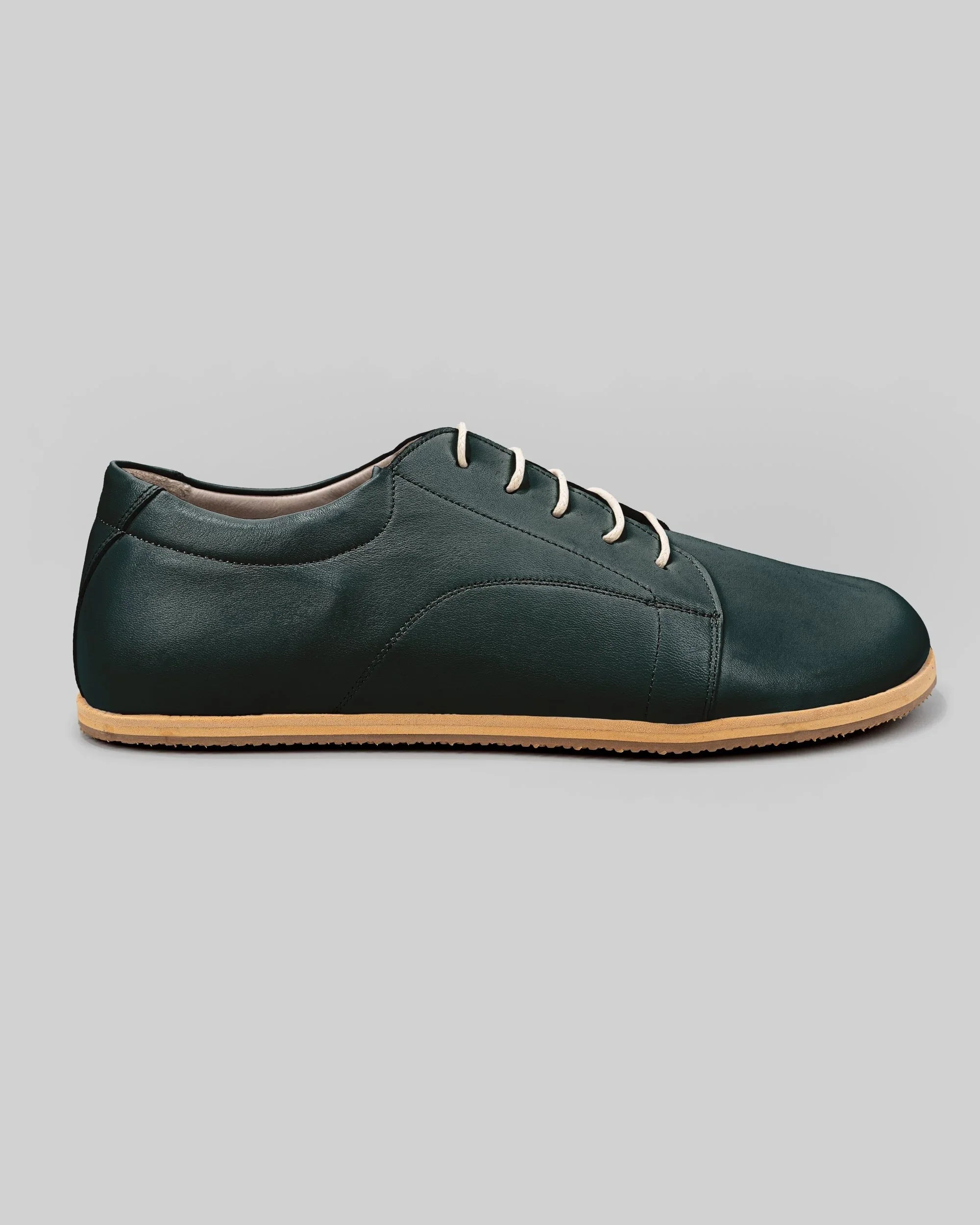 Side view Dark Green Barefoot Sneaker - Calf Leather Zero Drop | Bespoky