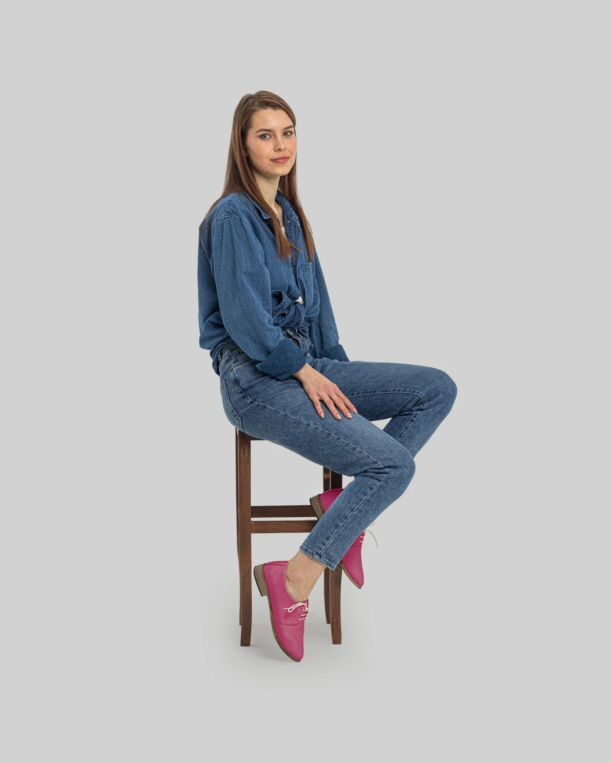 Back view Fuchsia Pointed Toe Oxford - Calf Leather Handcrafted | Bespoky