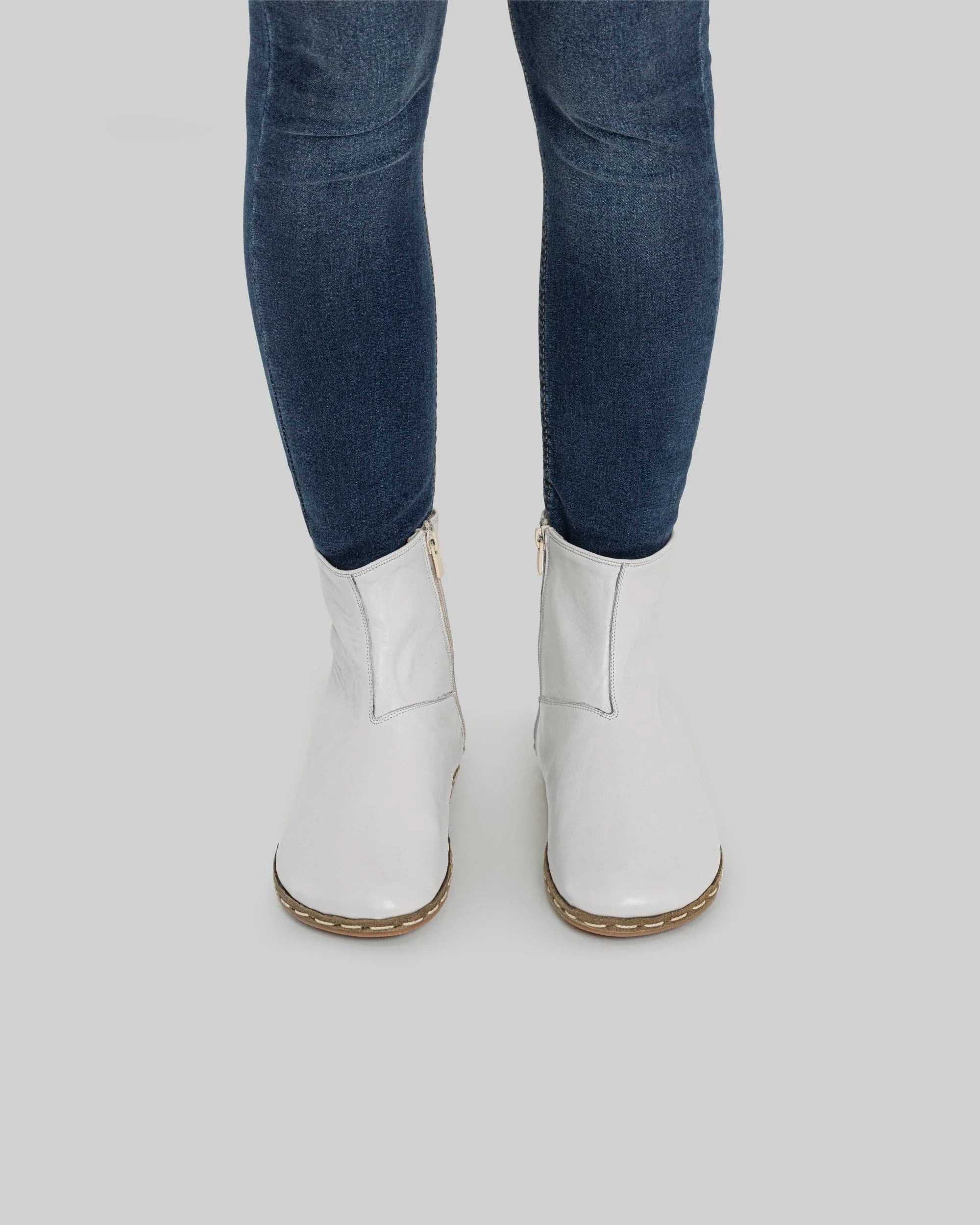 Top view White Chelsea Boots - Handcrafted Calf Leather | Bespoky