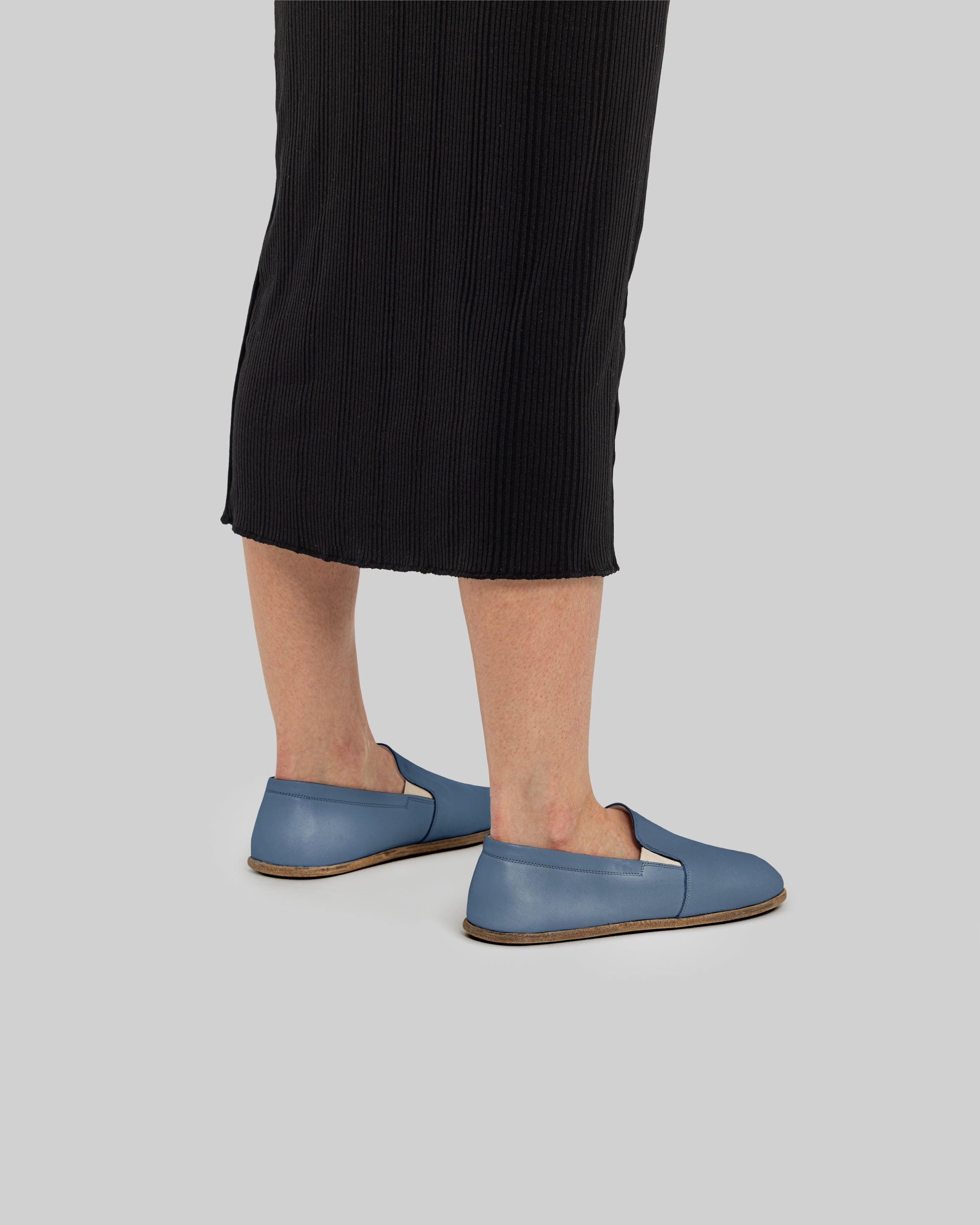 Detail Jean Blue Barefoot Shoes - Handcrafted Calf Leather Turkey | Bespoky