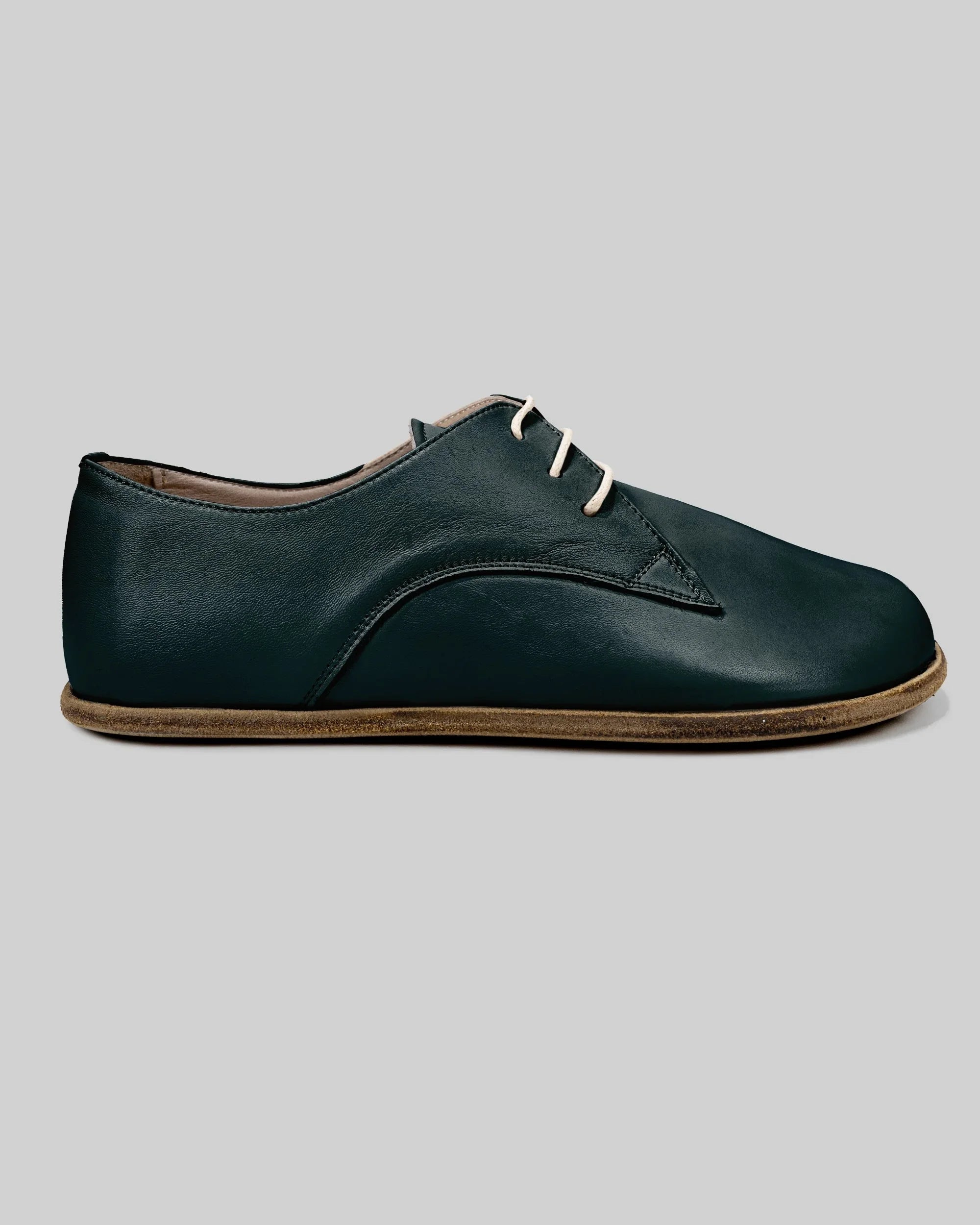 Side view Dark Green Oxford Shoes - Calf Leather Zero Drop | Bespoky