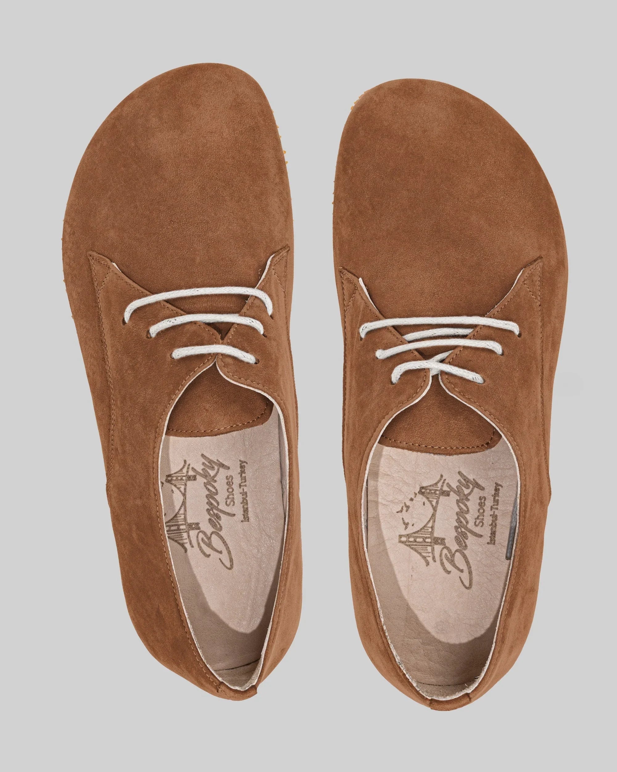 Top view Tan Nubuck Oxford Shoes - Handcrafted Calf Leather | Bespoky